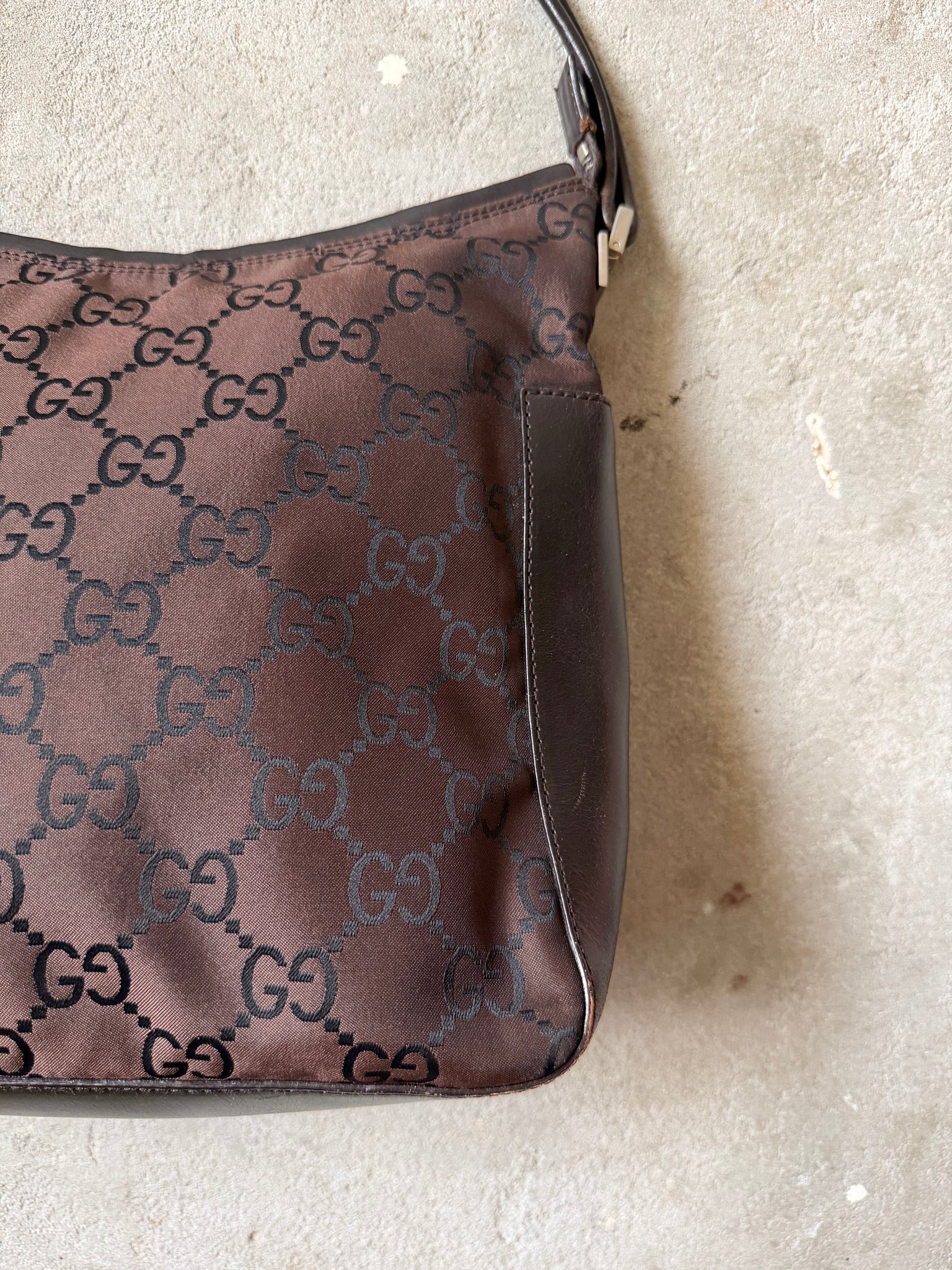 Gucci GG Monogram Hobo Shoulder Bag Brown/Black