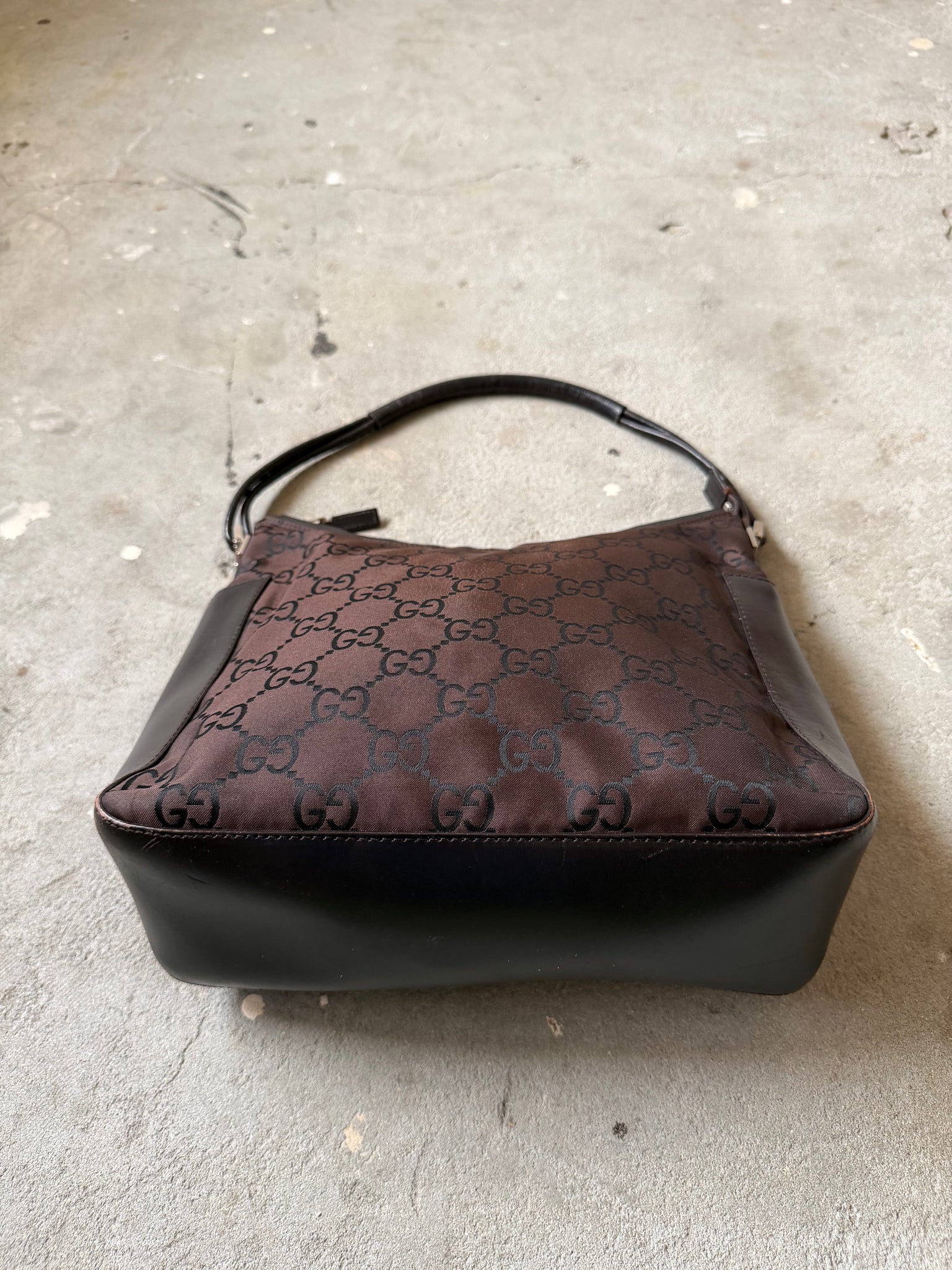 Gucci GG Monogram Hobo Shoulder Bag Brown/Black