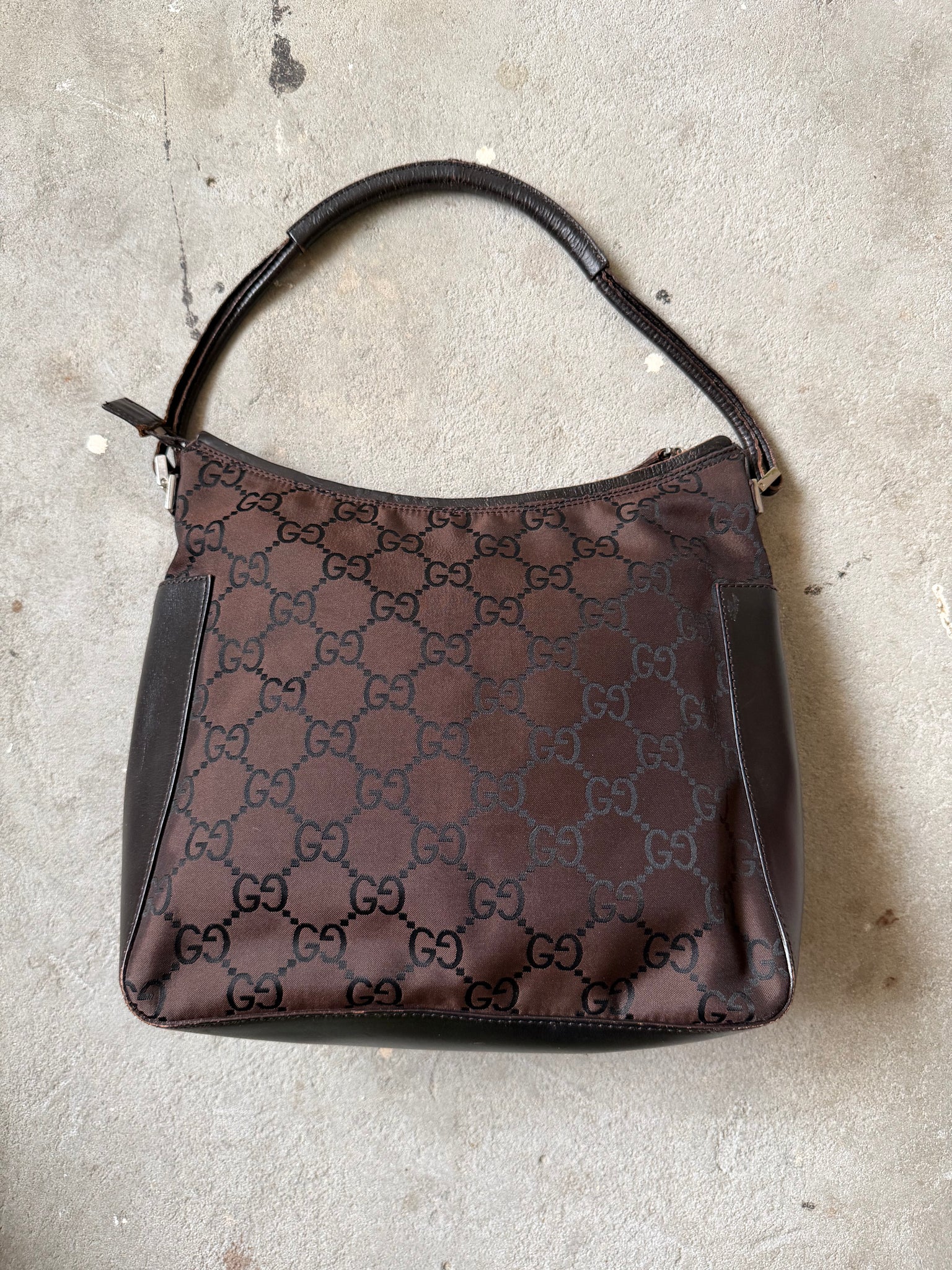 Gucci GG Monogram Hobo Shoulder Bag Brown/Black