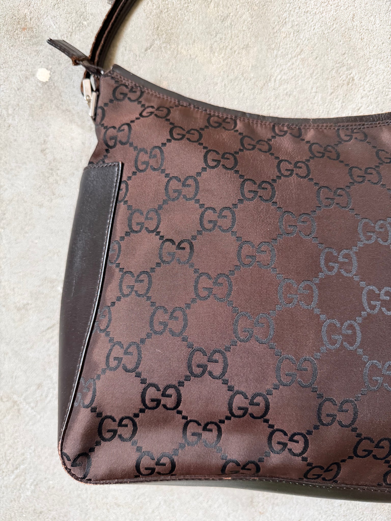 Gucci GG Monogram Hobo Shoulder Bag Brown/Black