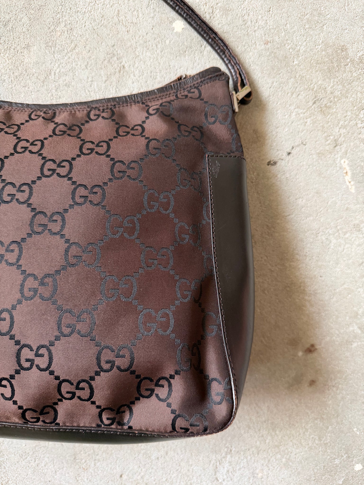 Gucci GG Monogram Hobo Shoulder Bag Brown/Black