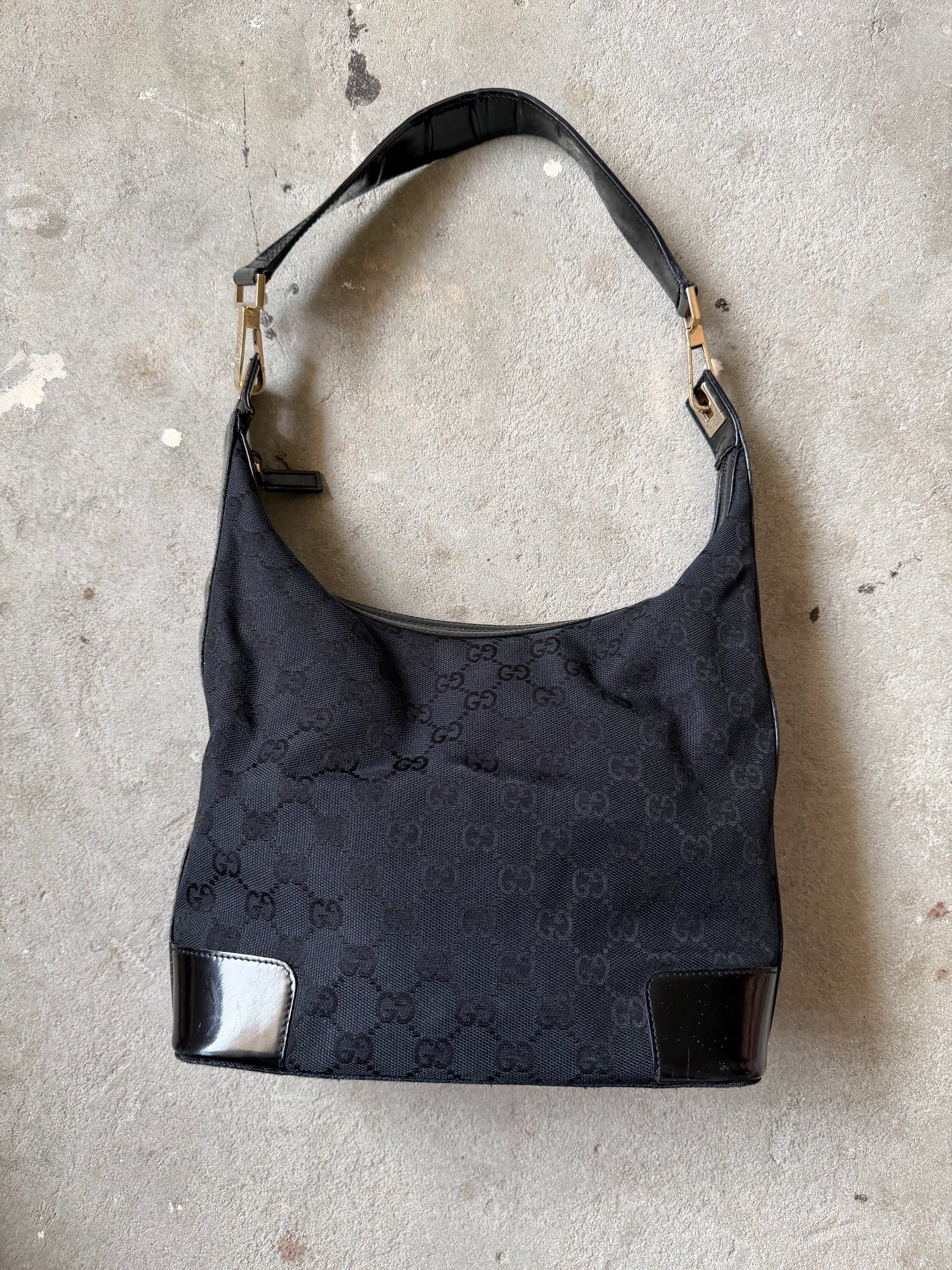 Gucci GG Monogram Shoulder Bag Black