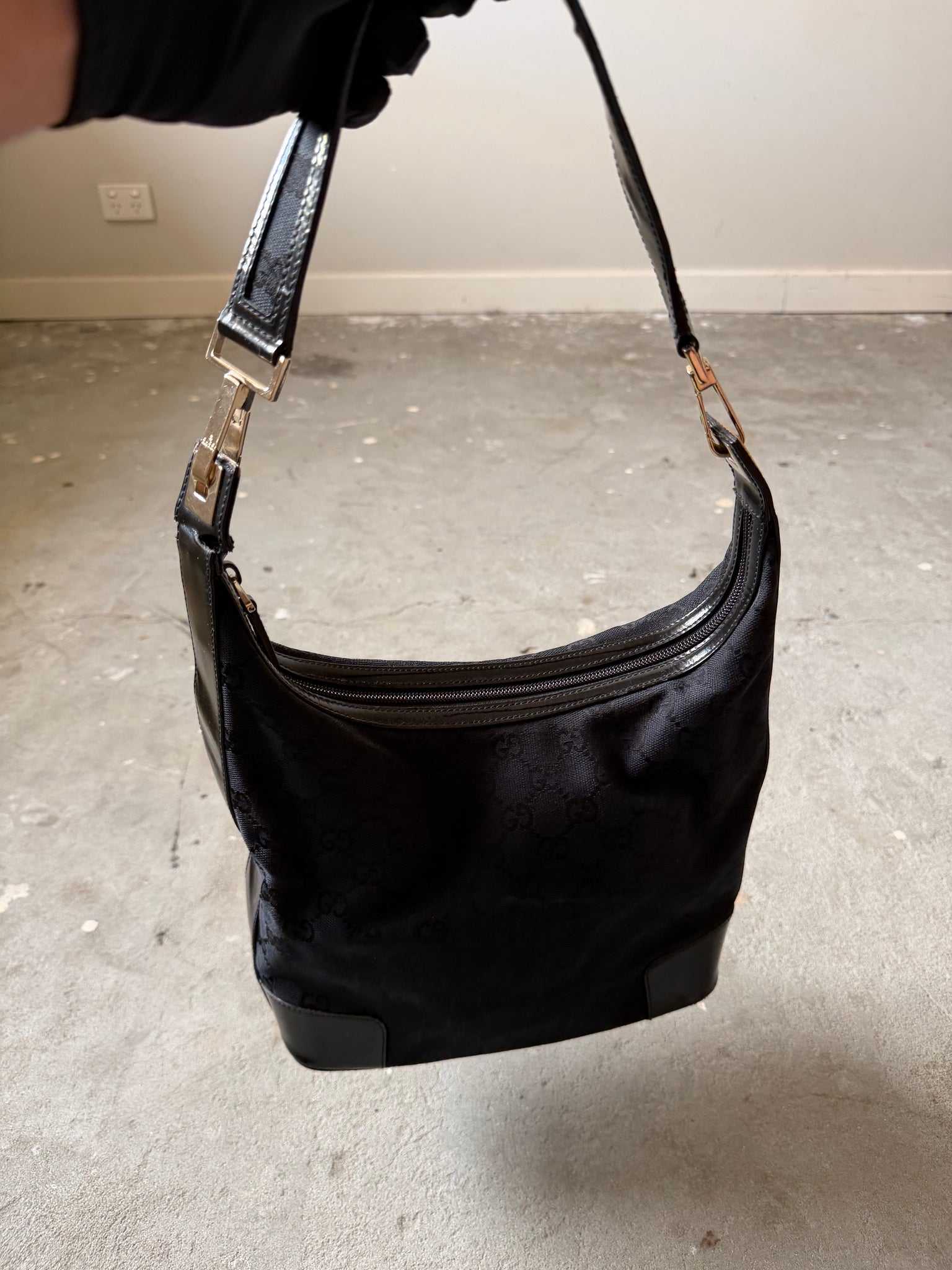 Gucci GG Monogram Shoulder Bag Black