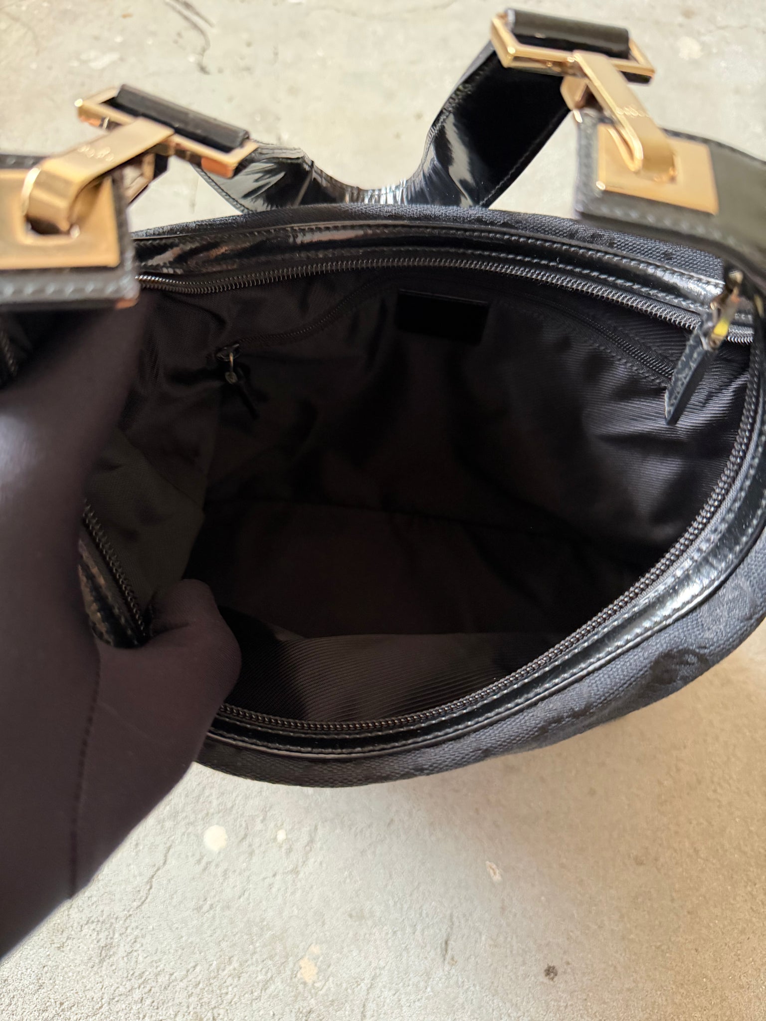 Gucci GG Monogram Shoulder Bag Black
