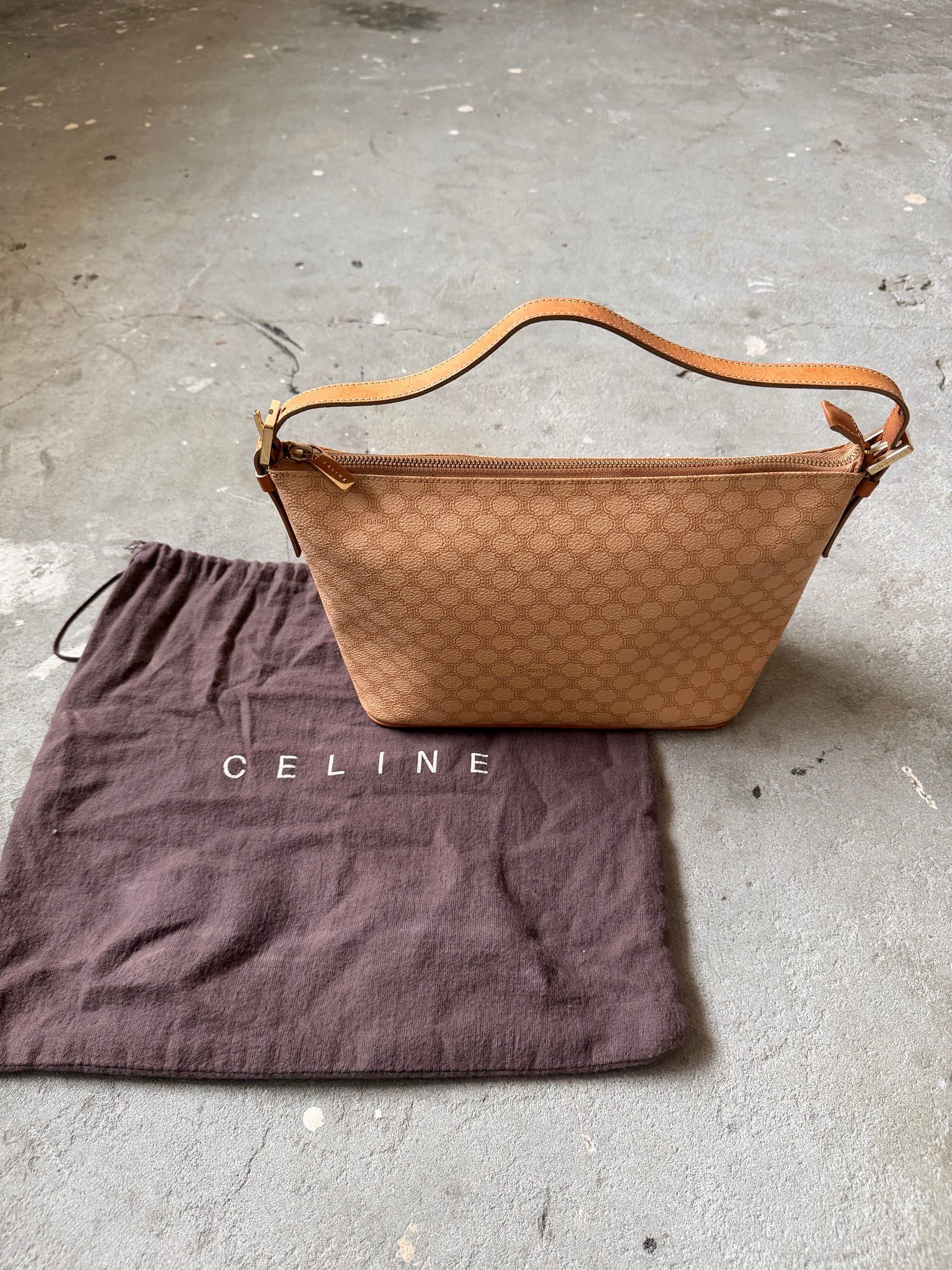 Celine Macadam Shoulder Bag Beige