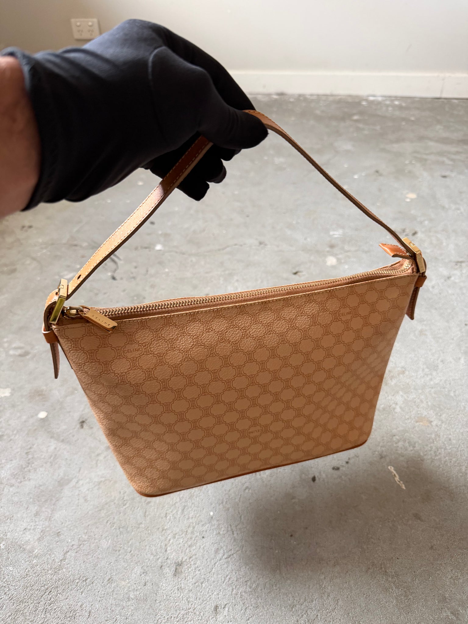 Celine Macadam Shoulder Bag Beige
