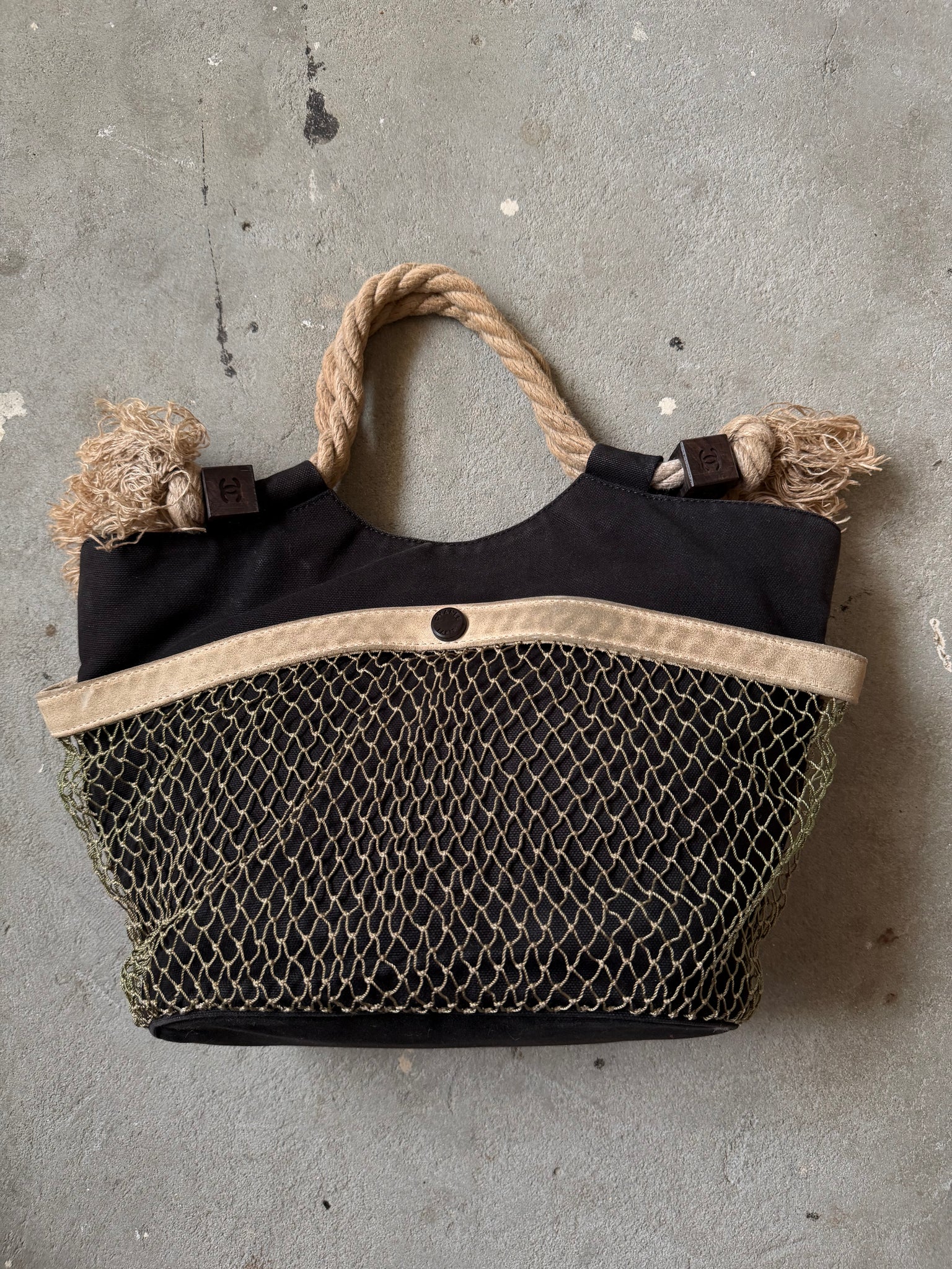 Chanel Camelia Mark Rope Shoulder Bag Black
