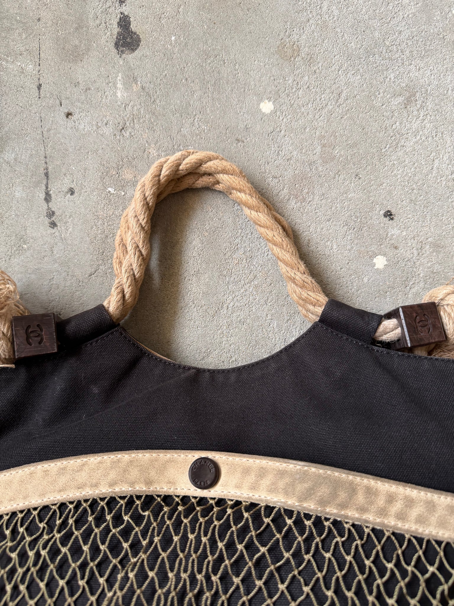 Chanel Camelia Mark Rope Shoulder Bag Black