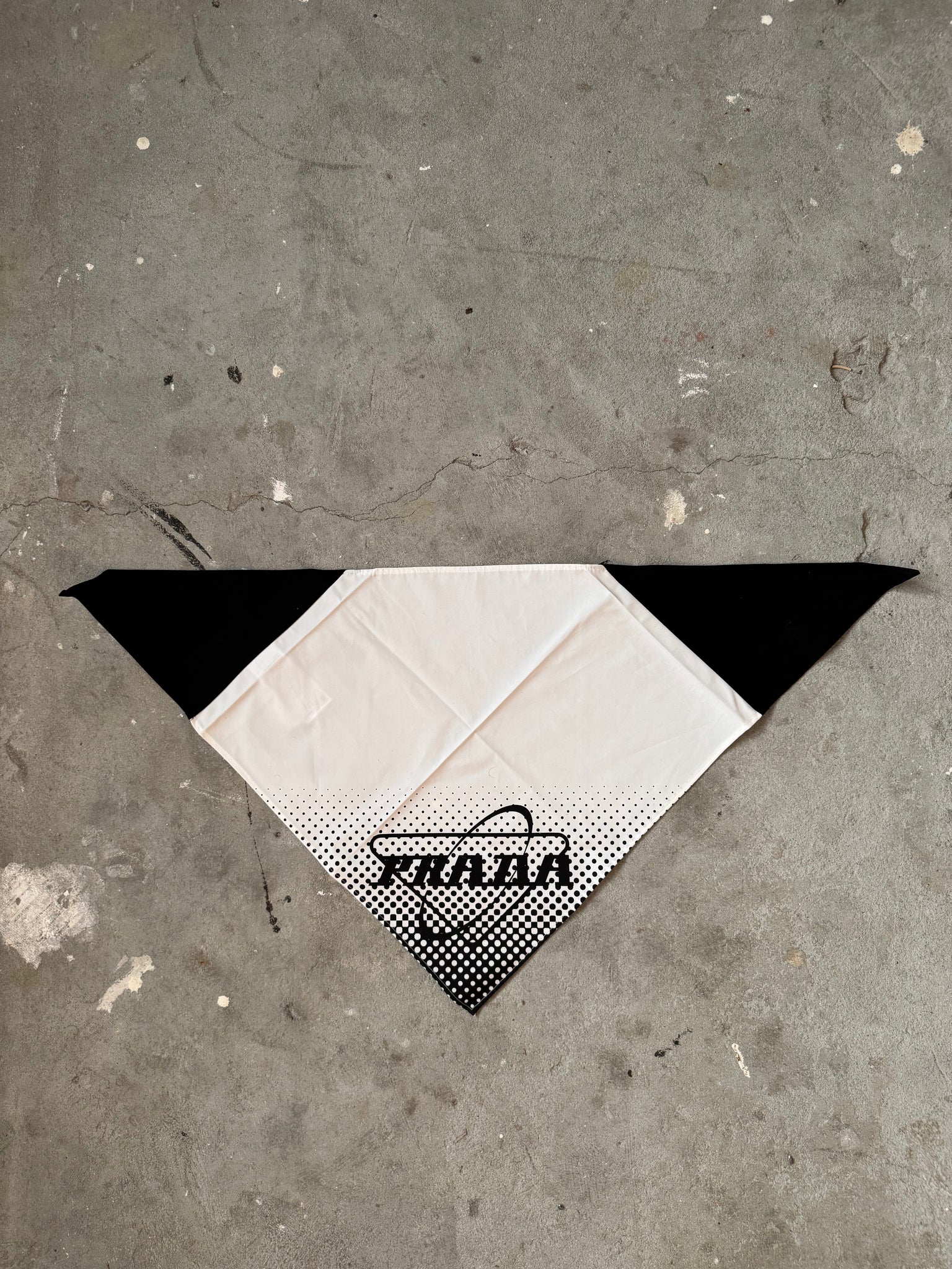 Prada Logo Colorblock Pattern Bandana Black/White