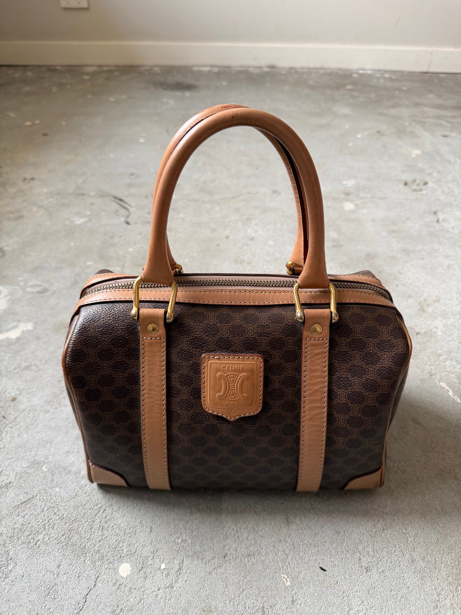 Celine Macadam Boston Bag Brown/Beige