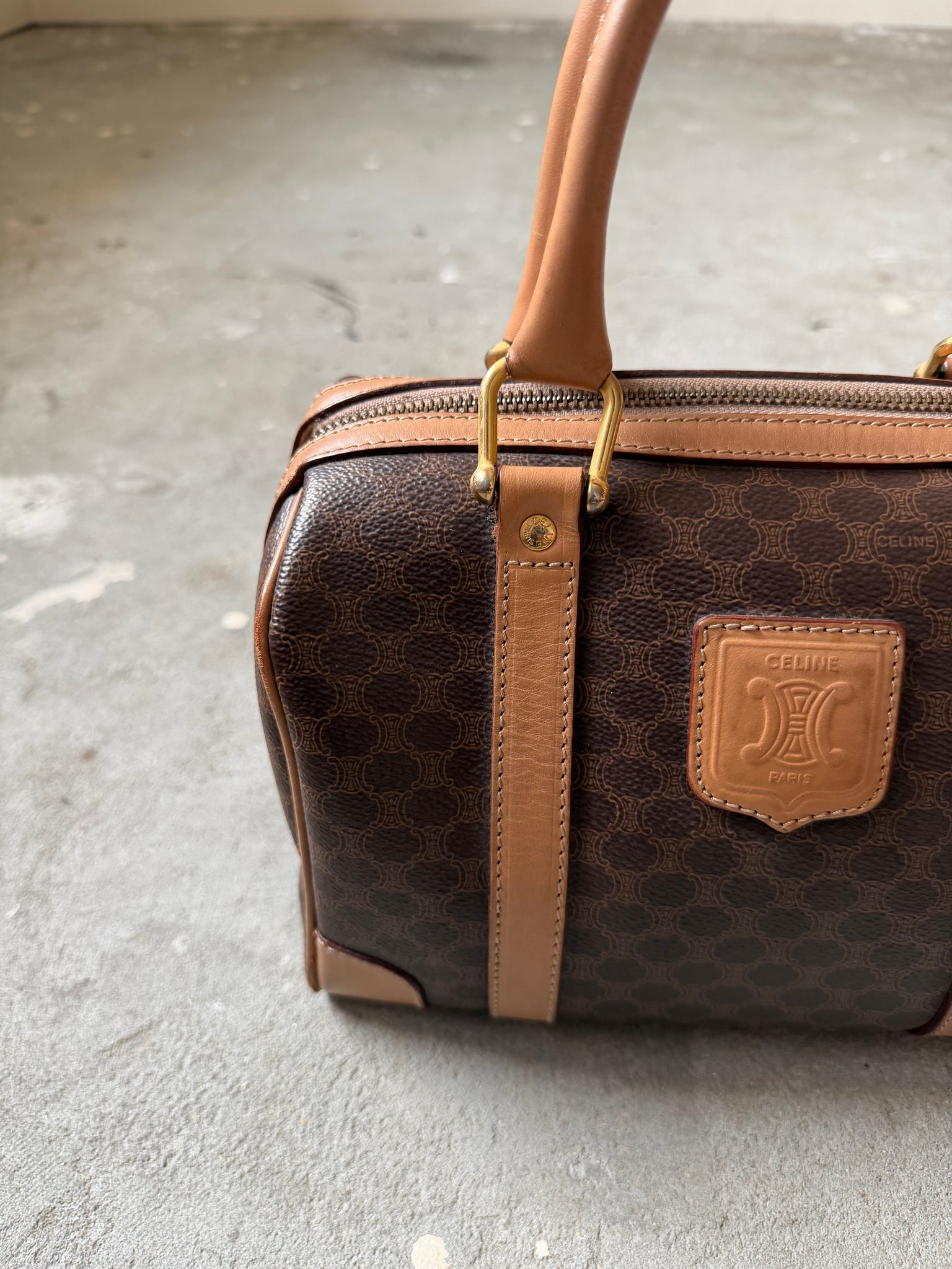 Celine Macadam Boston Bag Brown/Beige