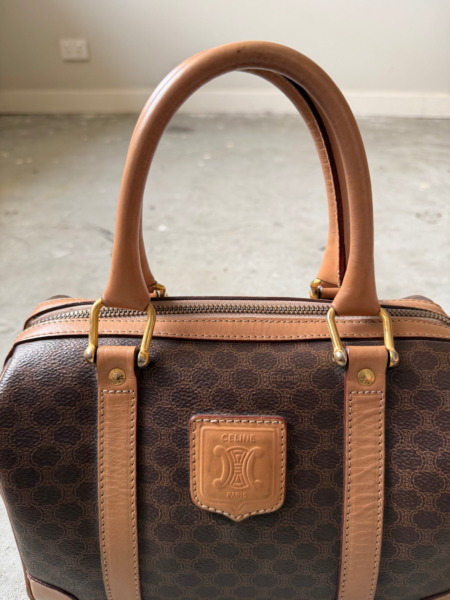 Celine Macadam Boston Bag Brown/Beige