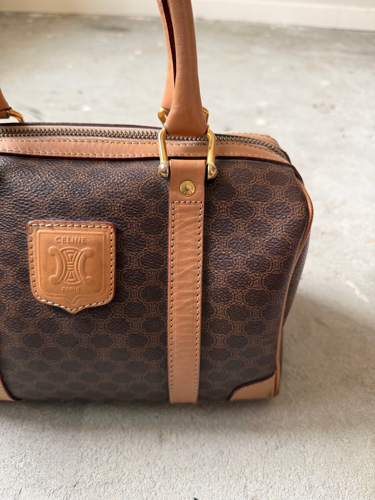 Celine Macadam Boston Bag Brown/Beige