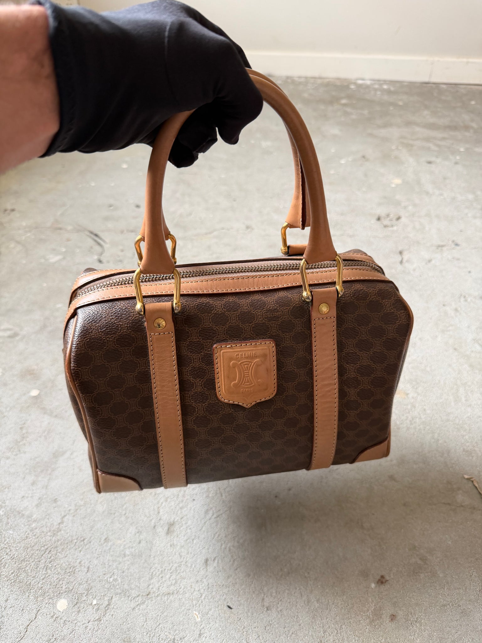 Celine Macadam Boston Bag Brown/Beige