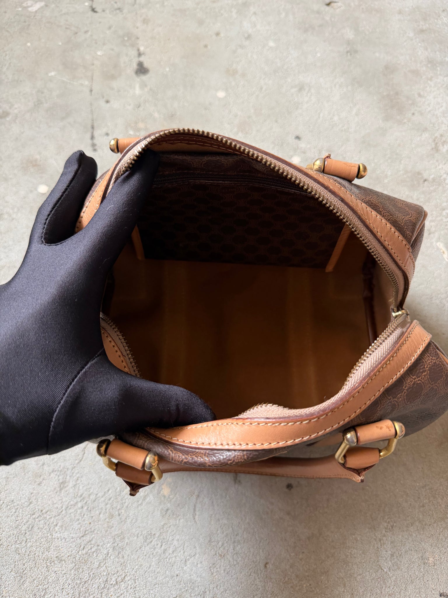 Celine Macadam Boston Bag Brown/Beige