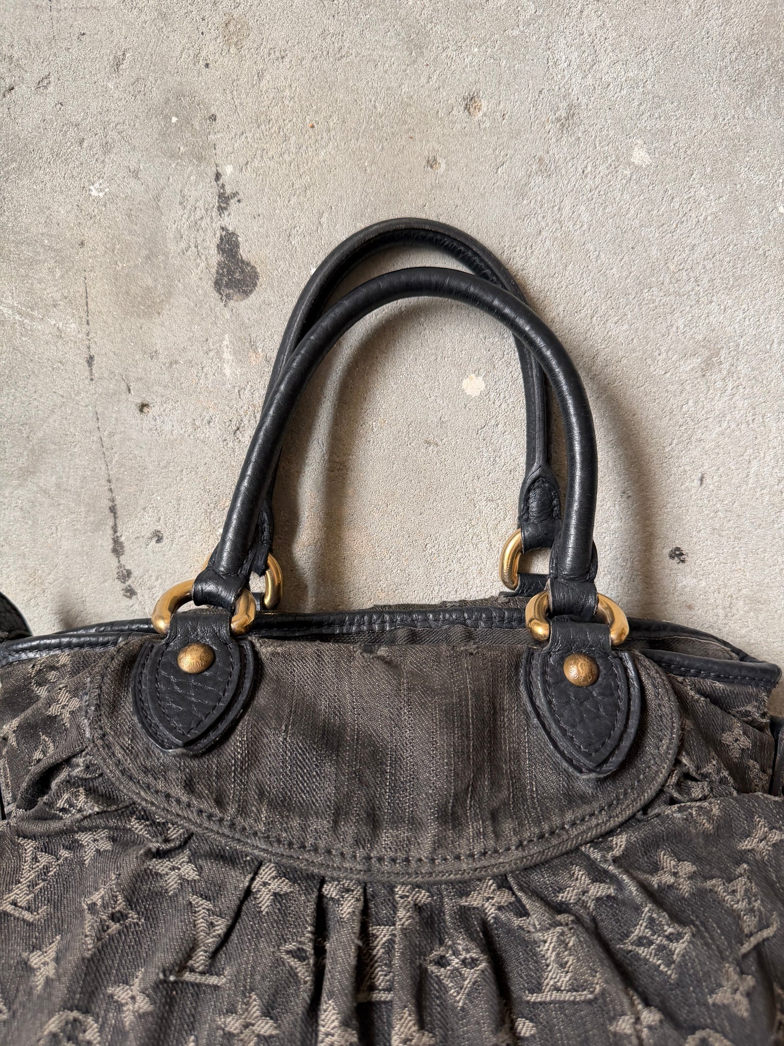 Louis Vuitton Monogram Neo Cabby GM Denim Shoulder Bag Black