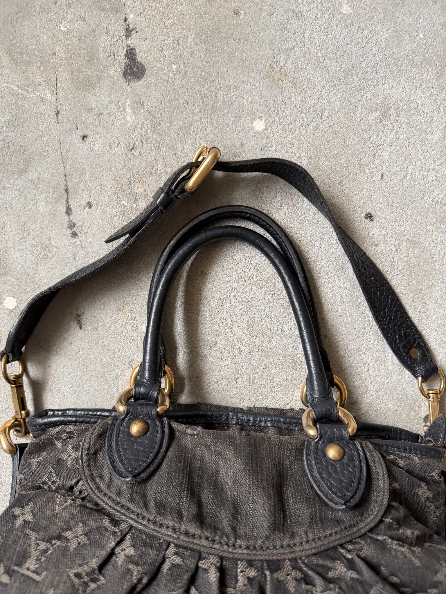 Louis Vuitton Monogram Neo Cabby GM Denim Shoulder Bag Black