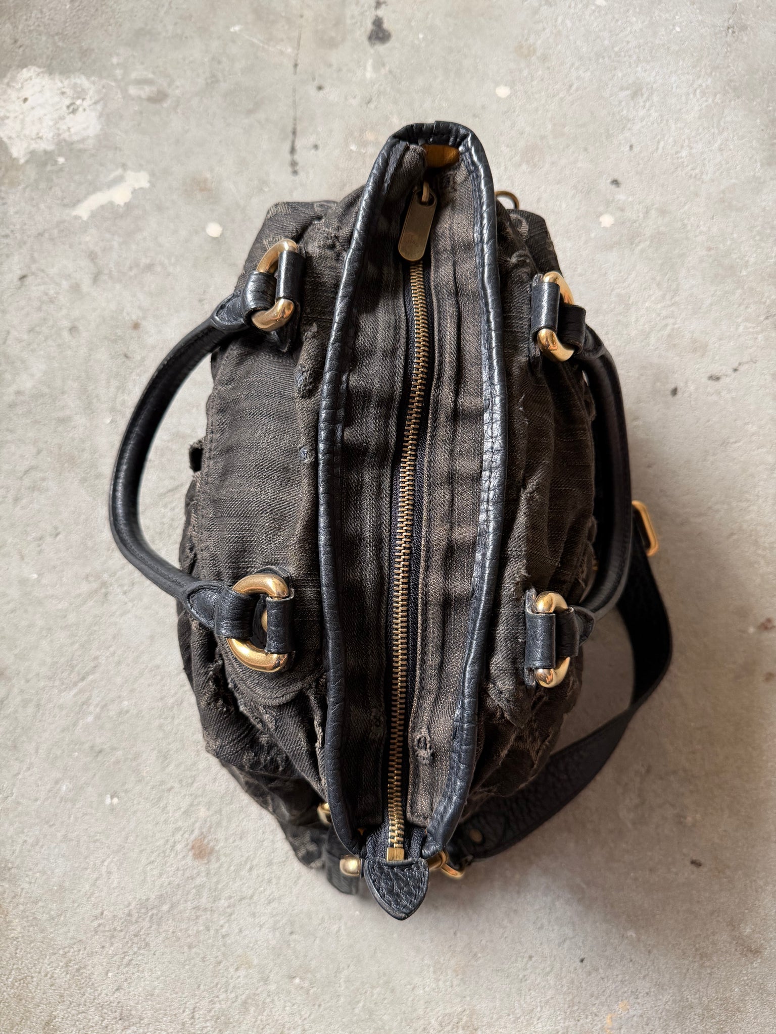 Louis Vuitton Monogram Neo Cabby GM Denim Shoulder Bag Black