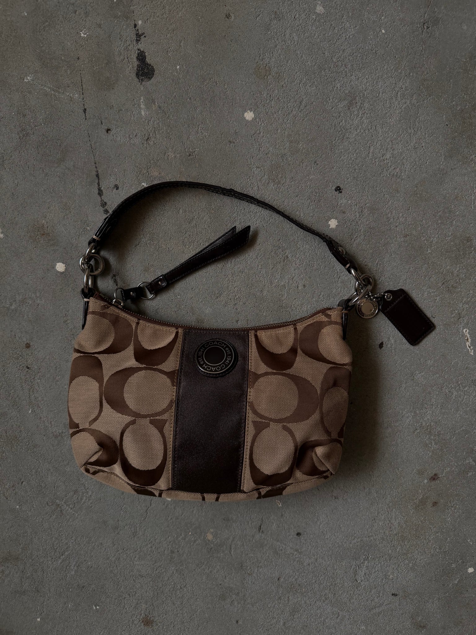 Coach Signature Stripe ShoulderBag Beige/Brown