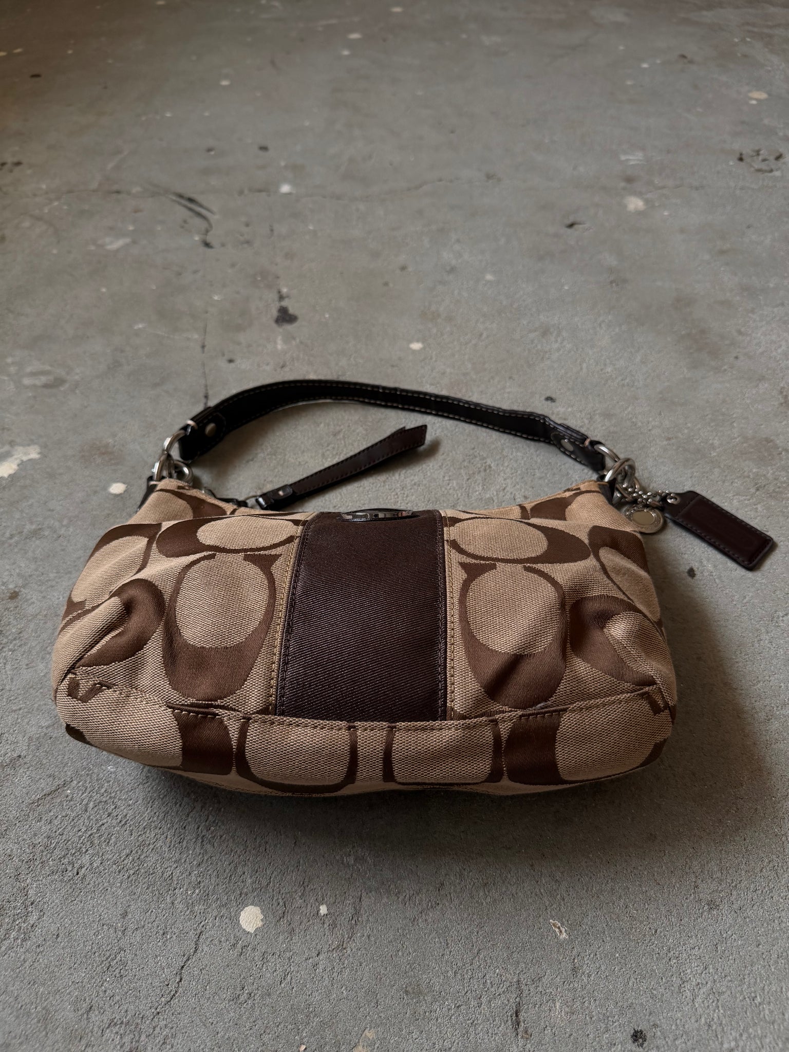 Coach Signature Stripe ShoulderBag Beige/Brown