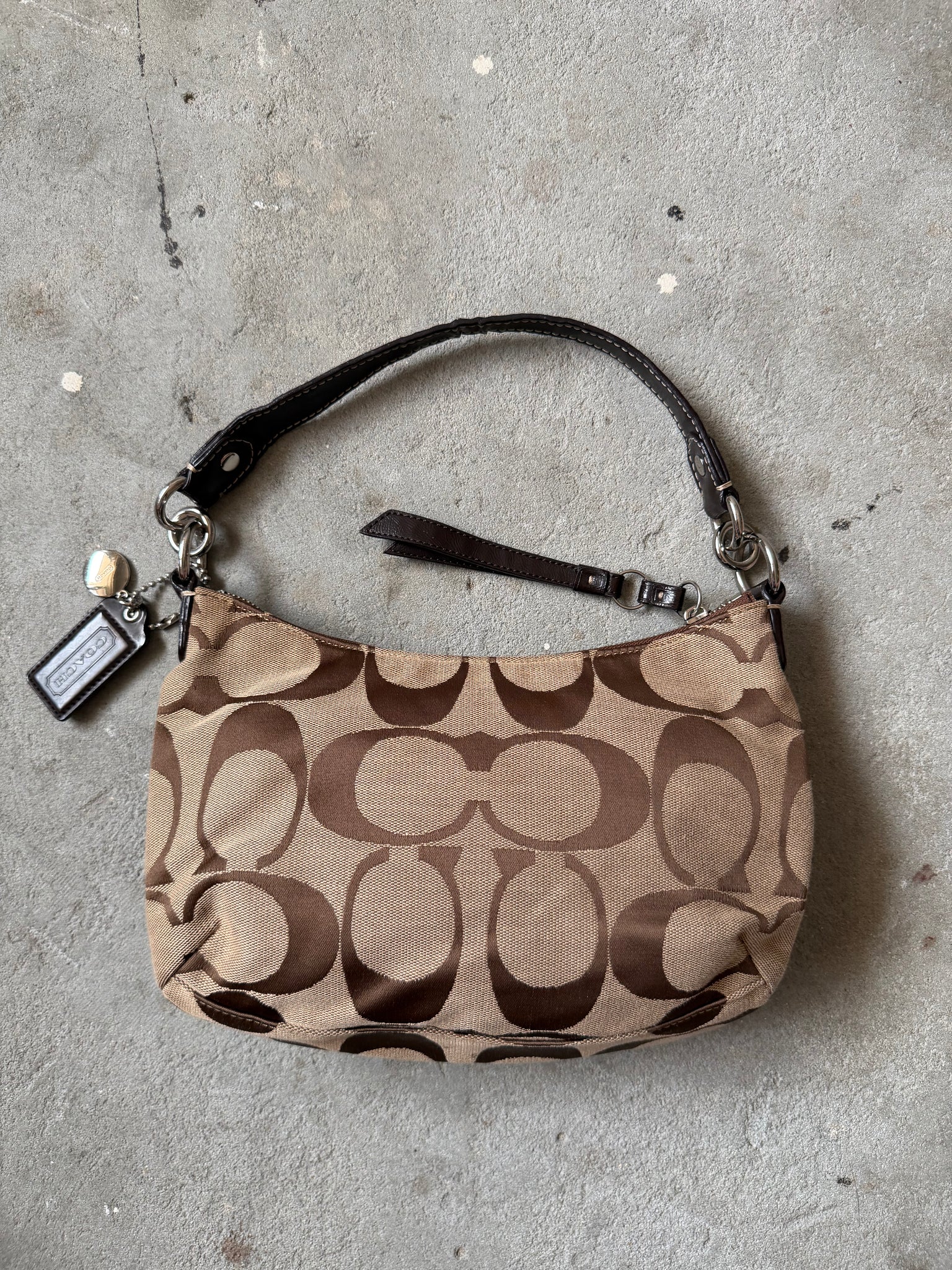 Coach Signature Stripe ShoulderBag Beige/Brown