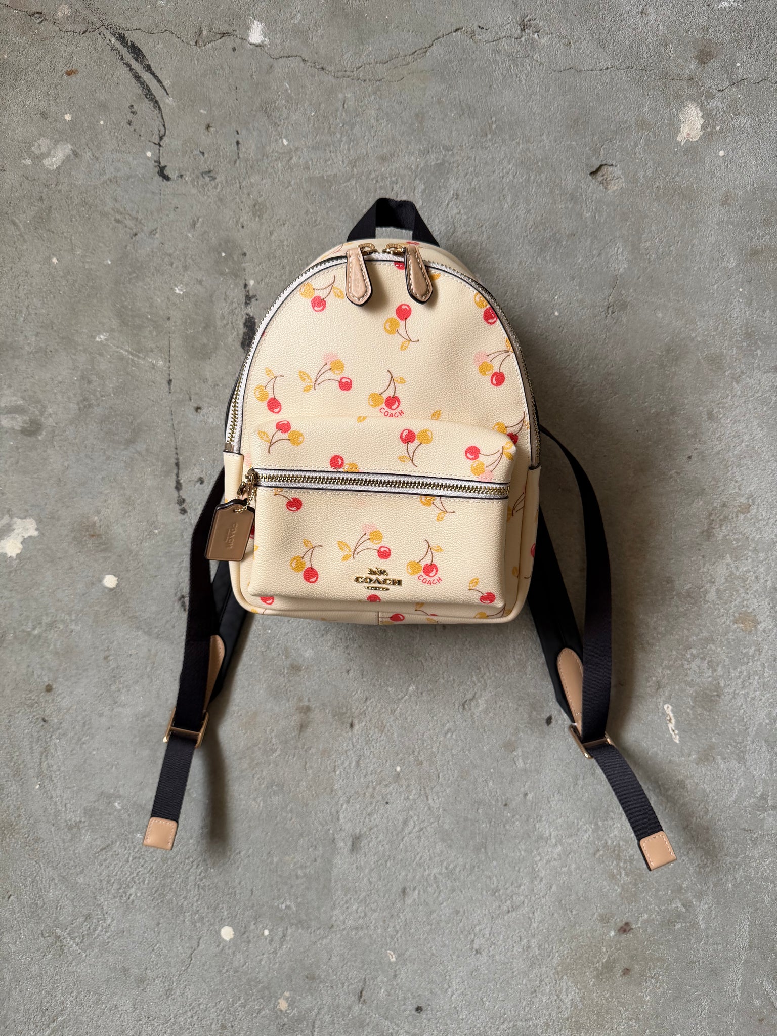 Coach Mini Charlie Cherry Backpack Cream