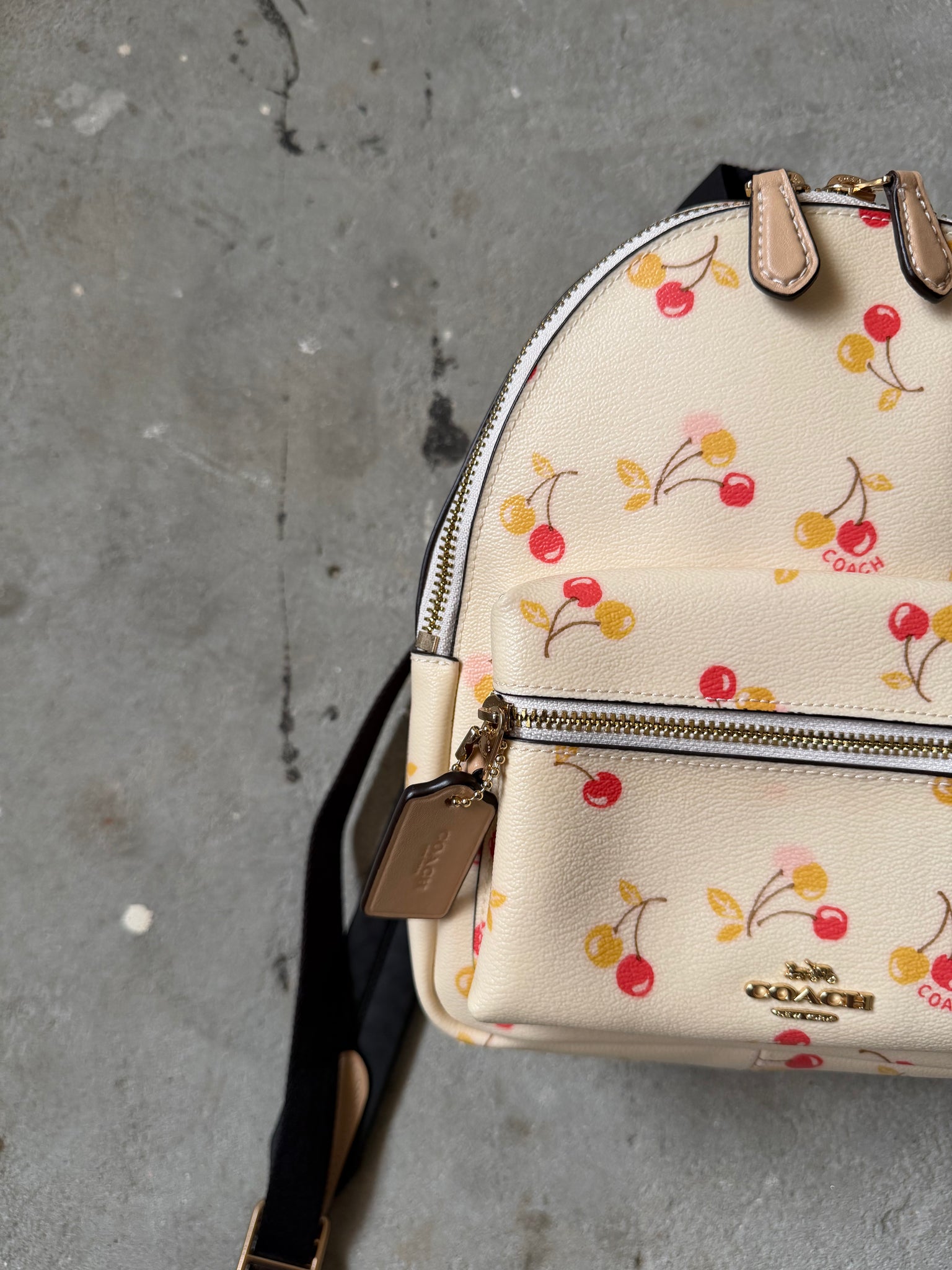 Coach Mini Charlie Cherry Backpack Cream