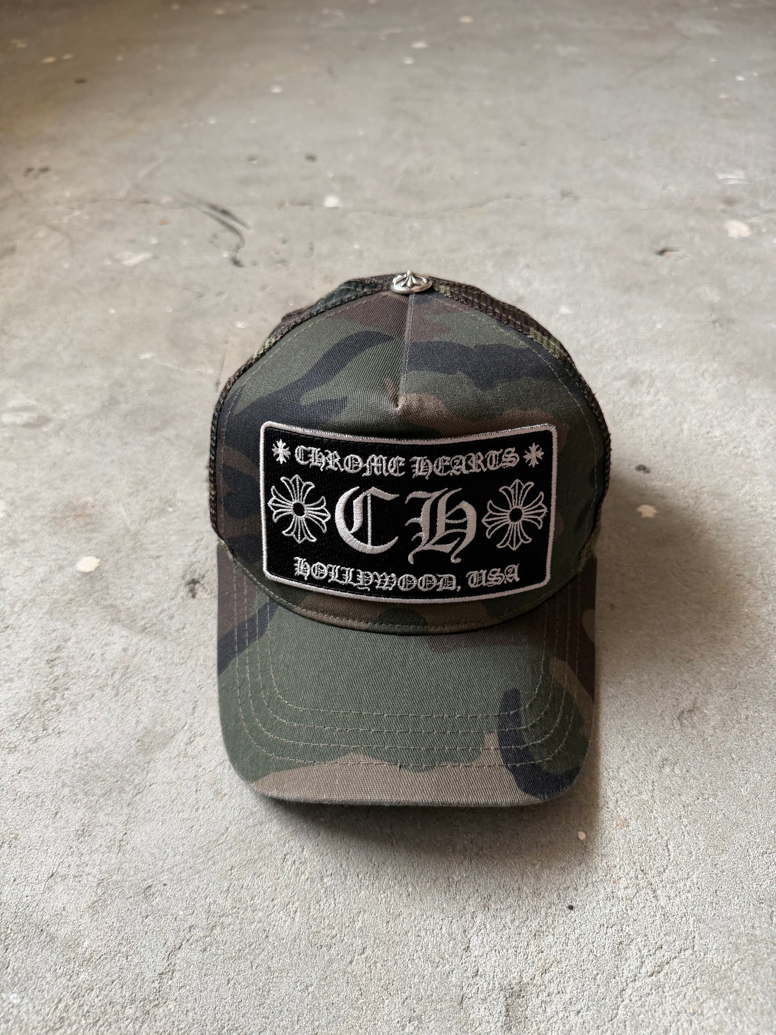 Chrome Hearts Hollywood Trucker Hat Green Camo