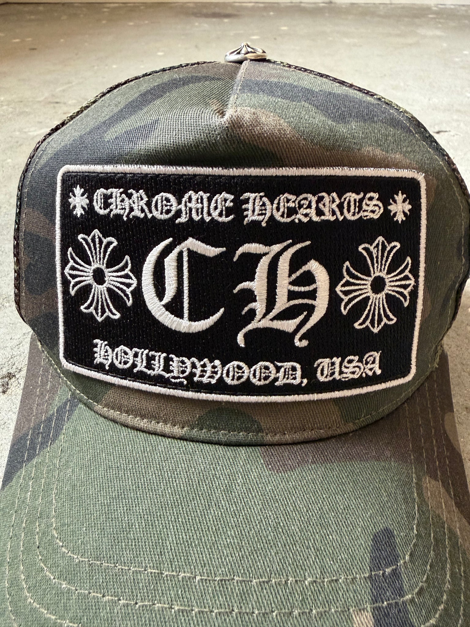 Chrome Hearts Hollywood Trucker Hat Green Camo