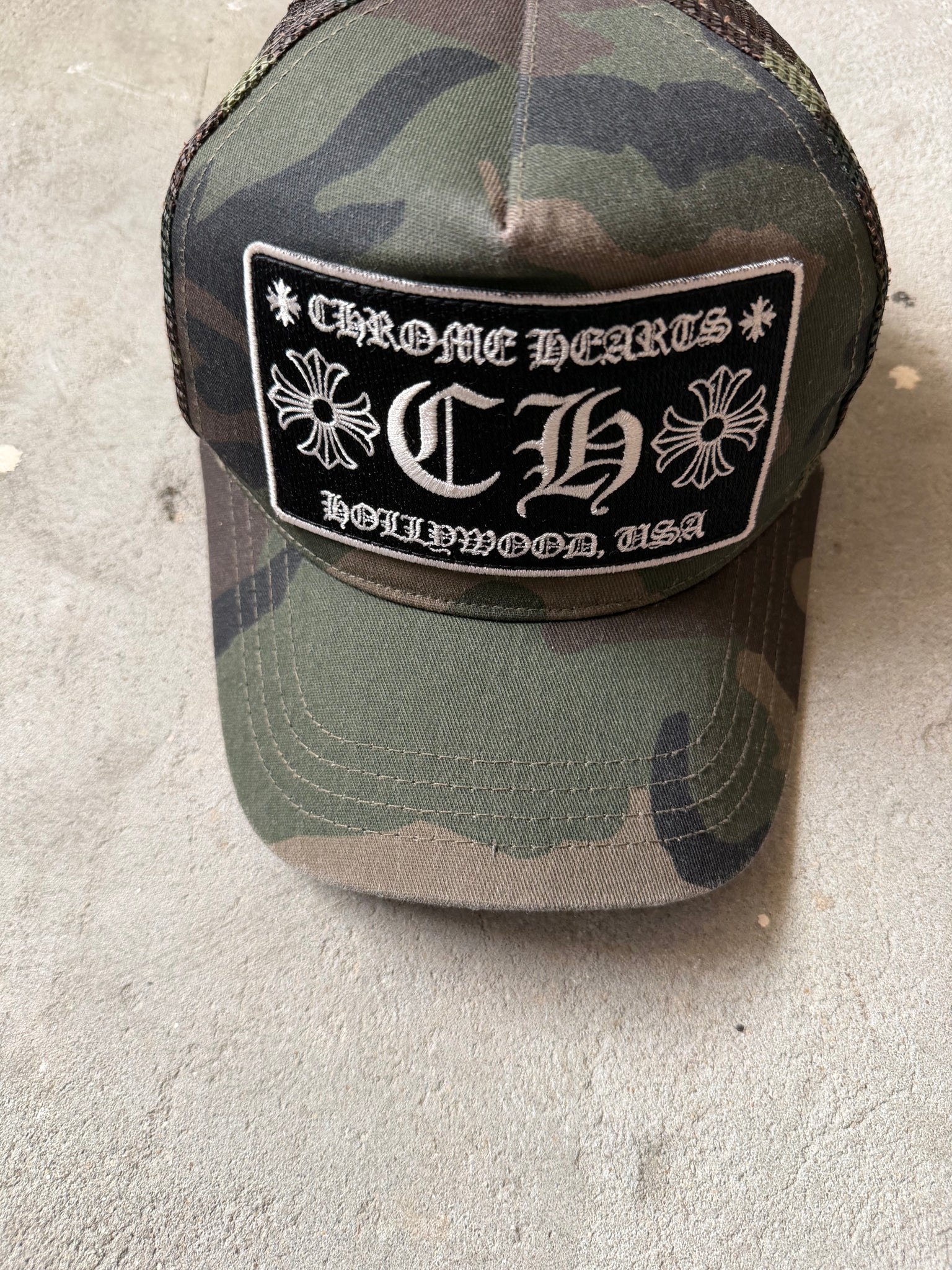Chrome Hearts Hollywood Trucker Hat Green Camo