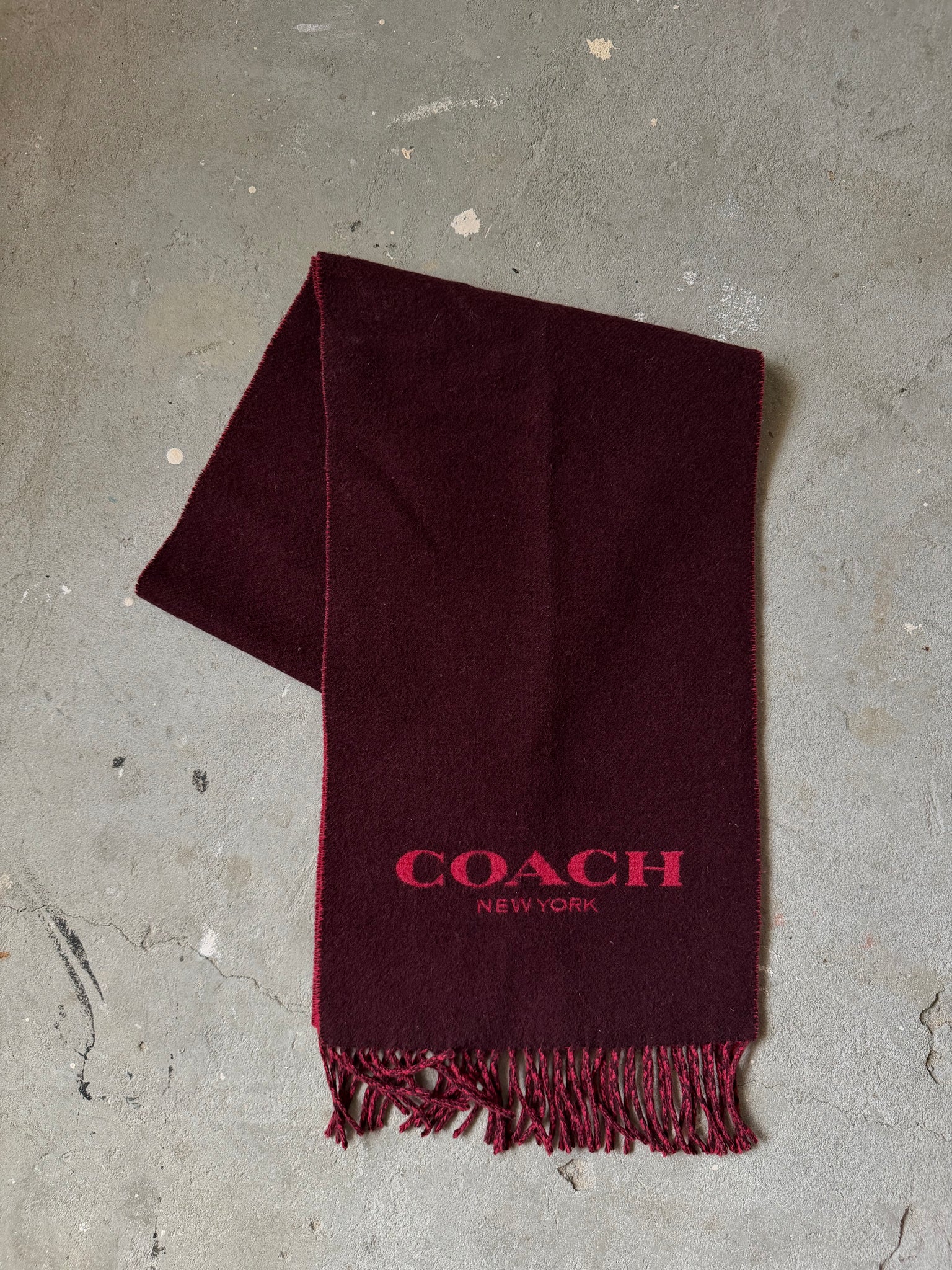 Coach Logo Wool Scarf Red