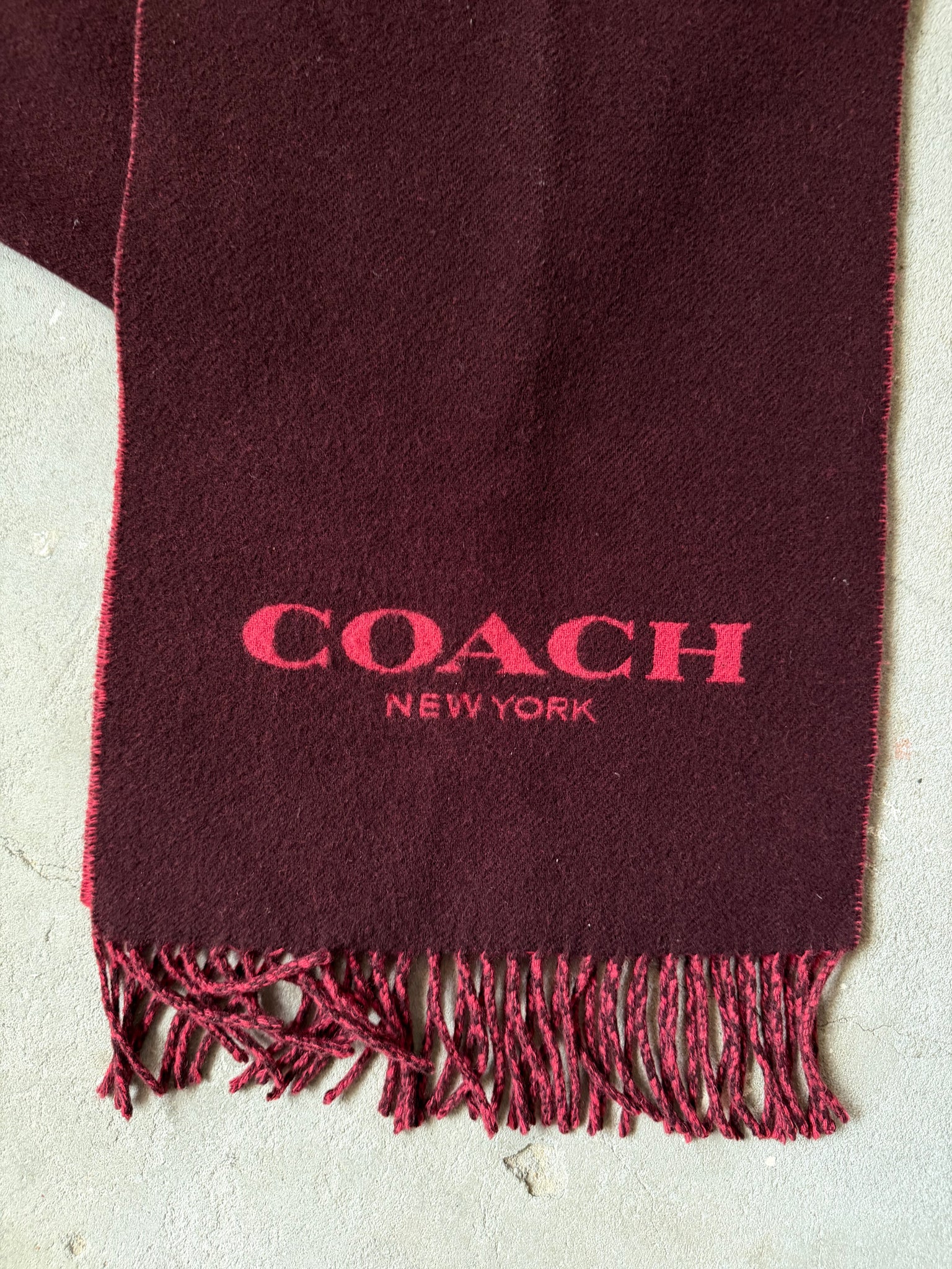 Coach Logo Wool Scarf Red
