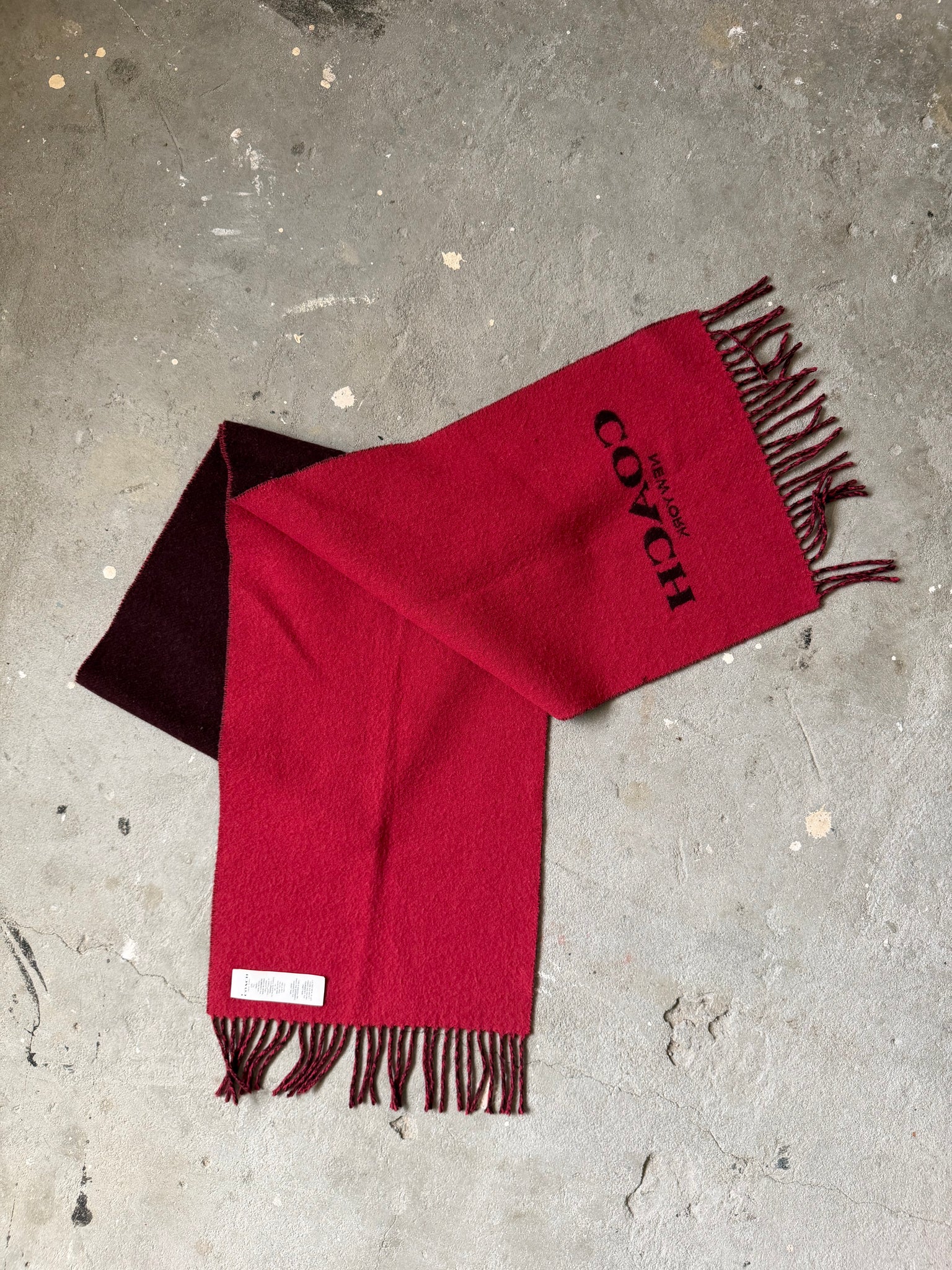 Coach Logo Wool Scarf Red