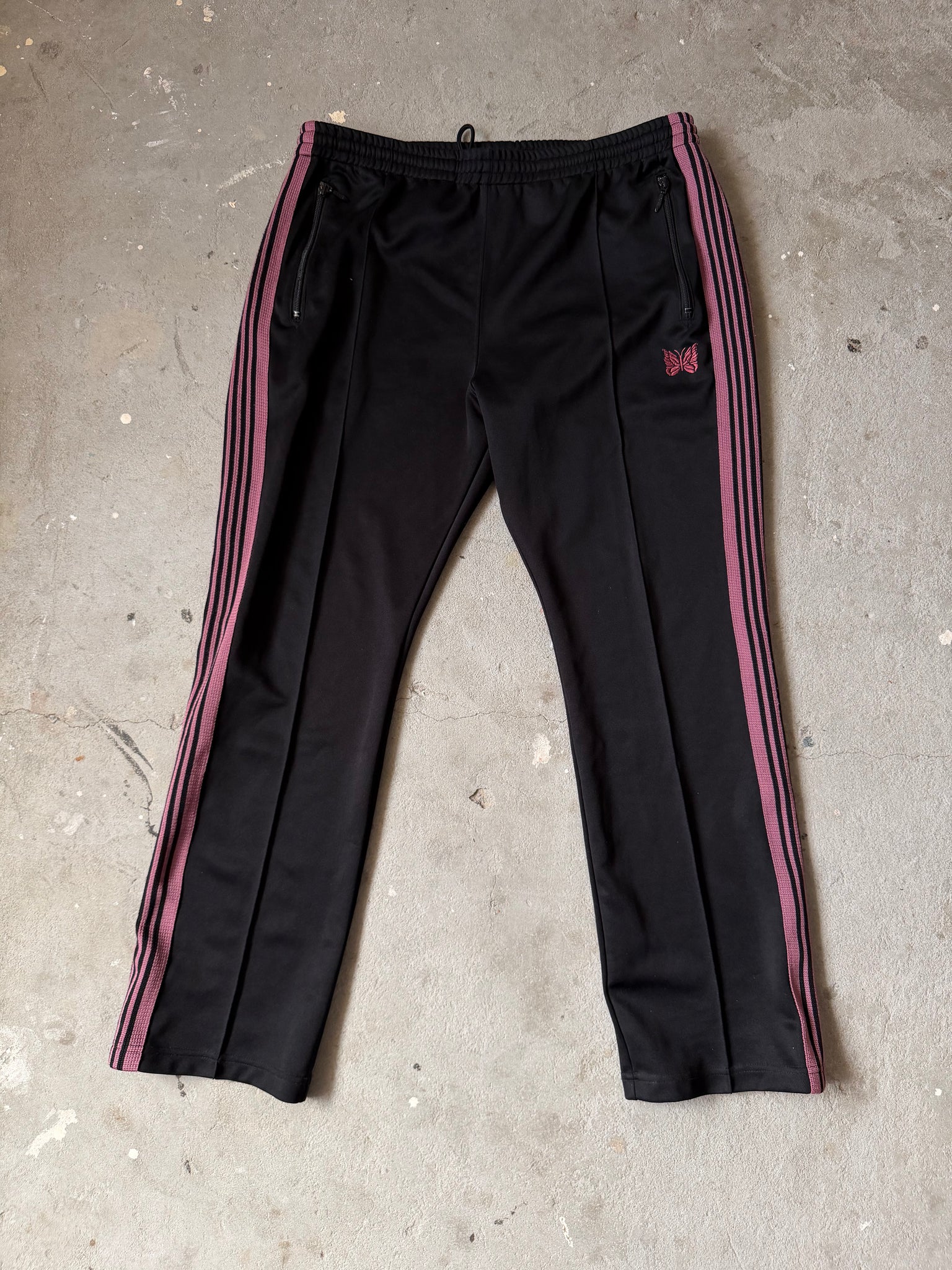 Needles Track Pants Poly Smooth Black/Pink (Size XL)