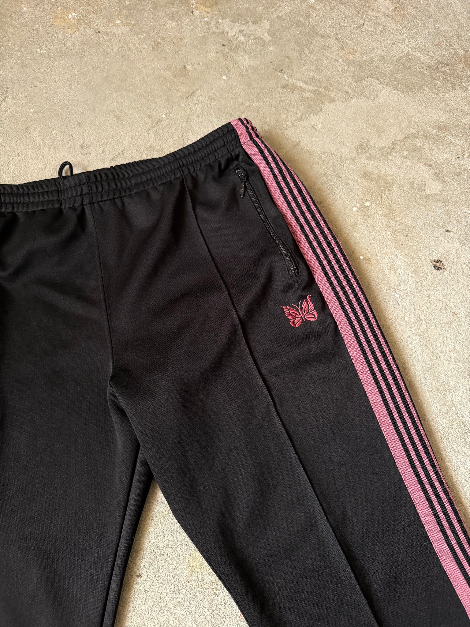Needles Track Pants Poly Smooth Black/Pink (Size XL)
