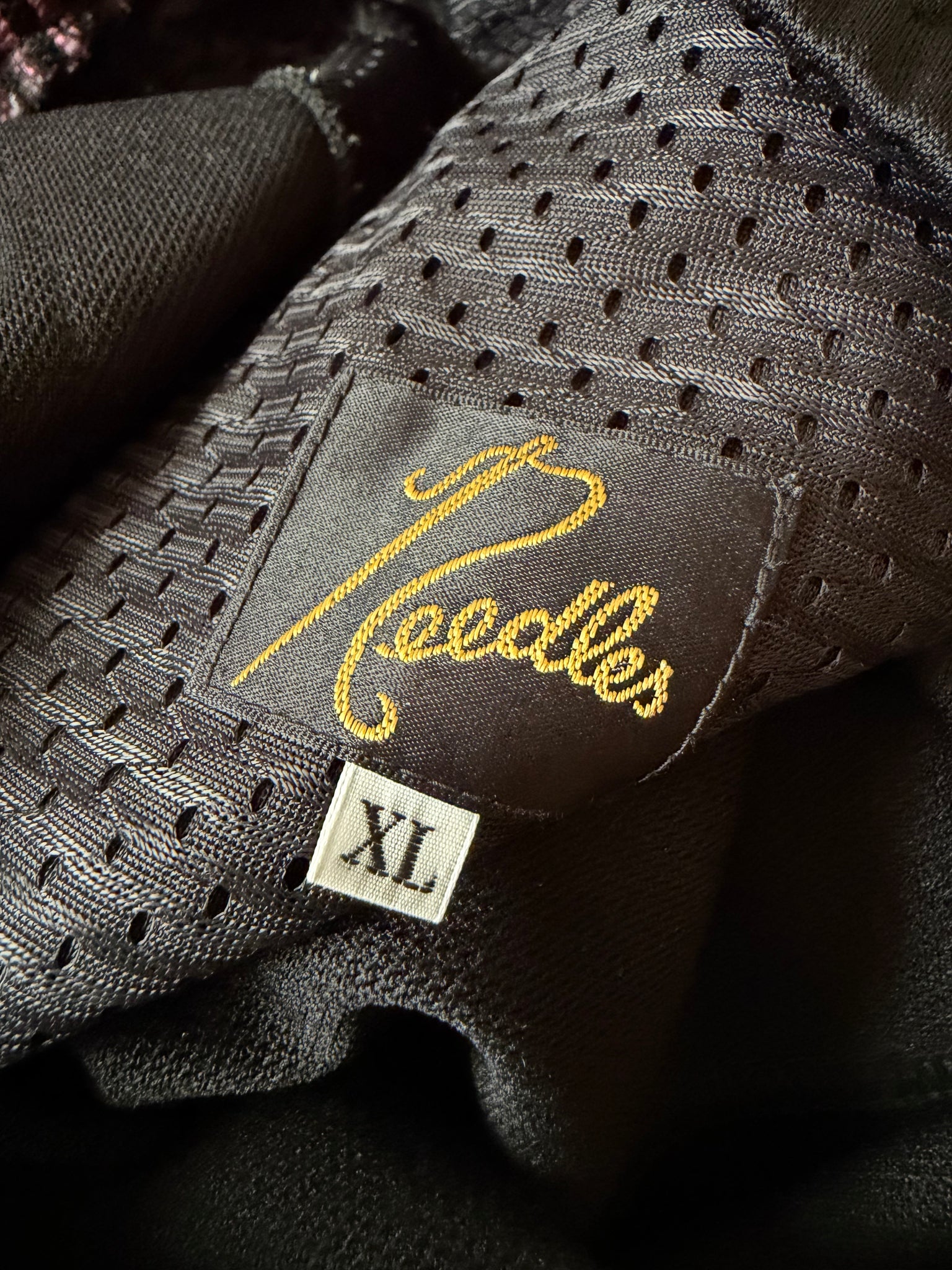 Needles Track Pants Poly Smooth Black/Pink (Size XL)