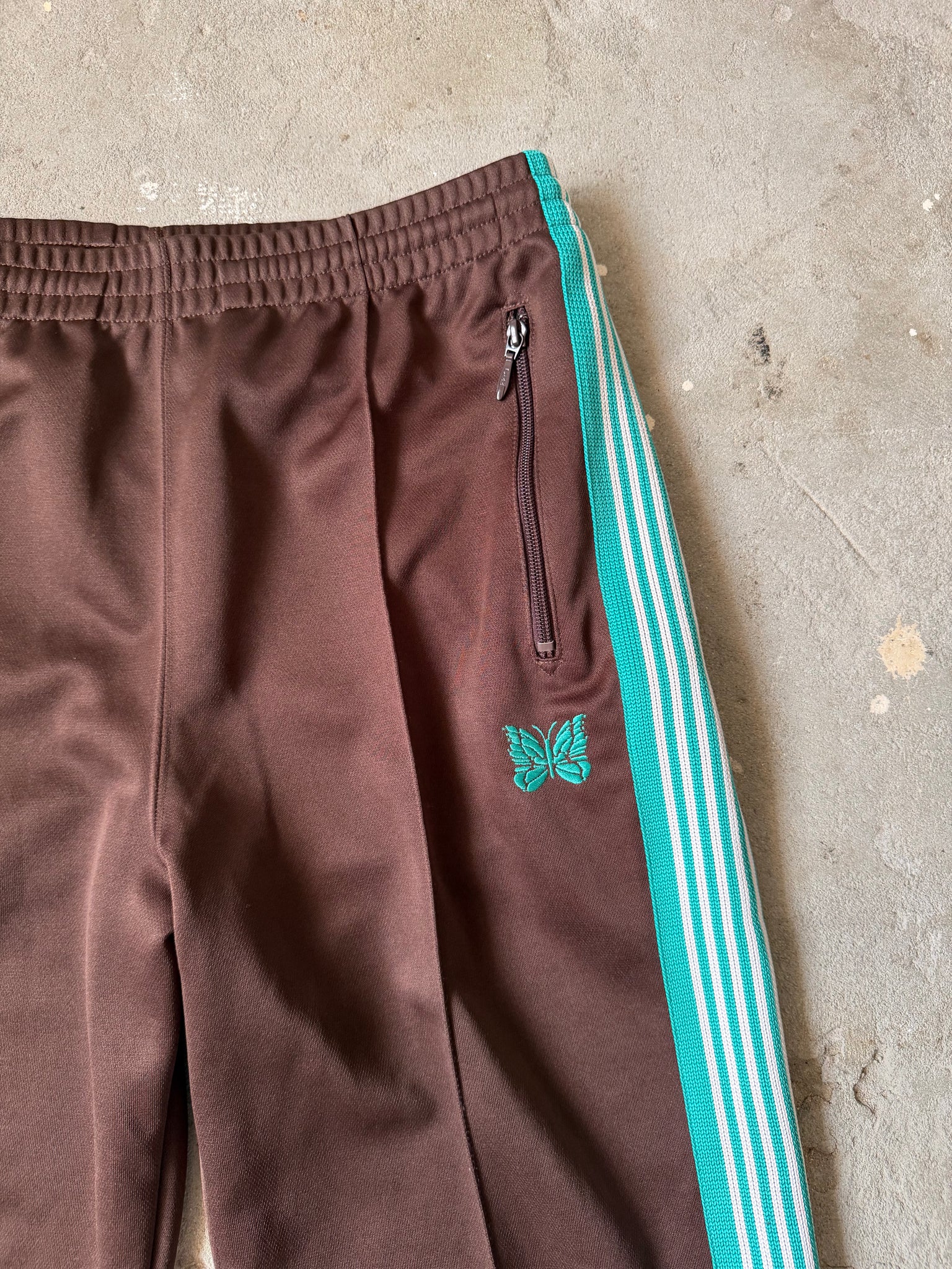Needles Track Pants Poly Smooth 'Brown/Green' (Size M)