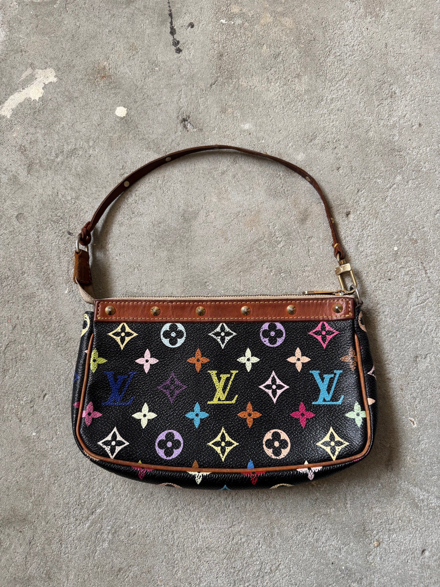 Louis Vuitton Murakami Multicolor Pochette Bag Black