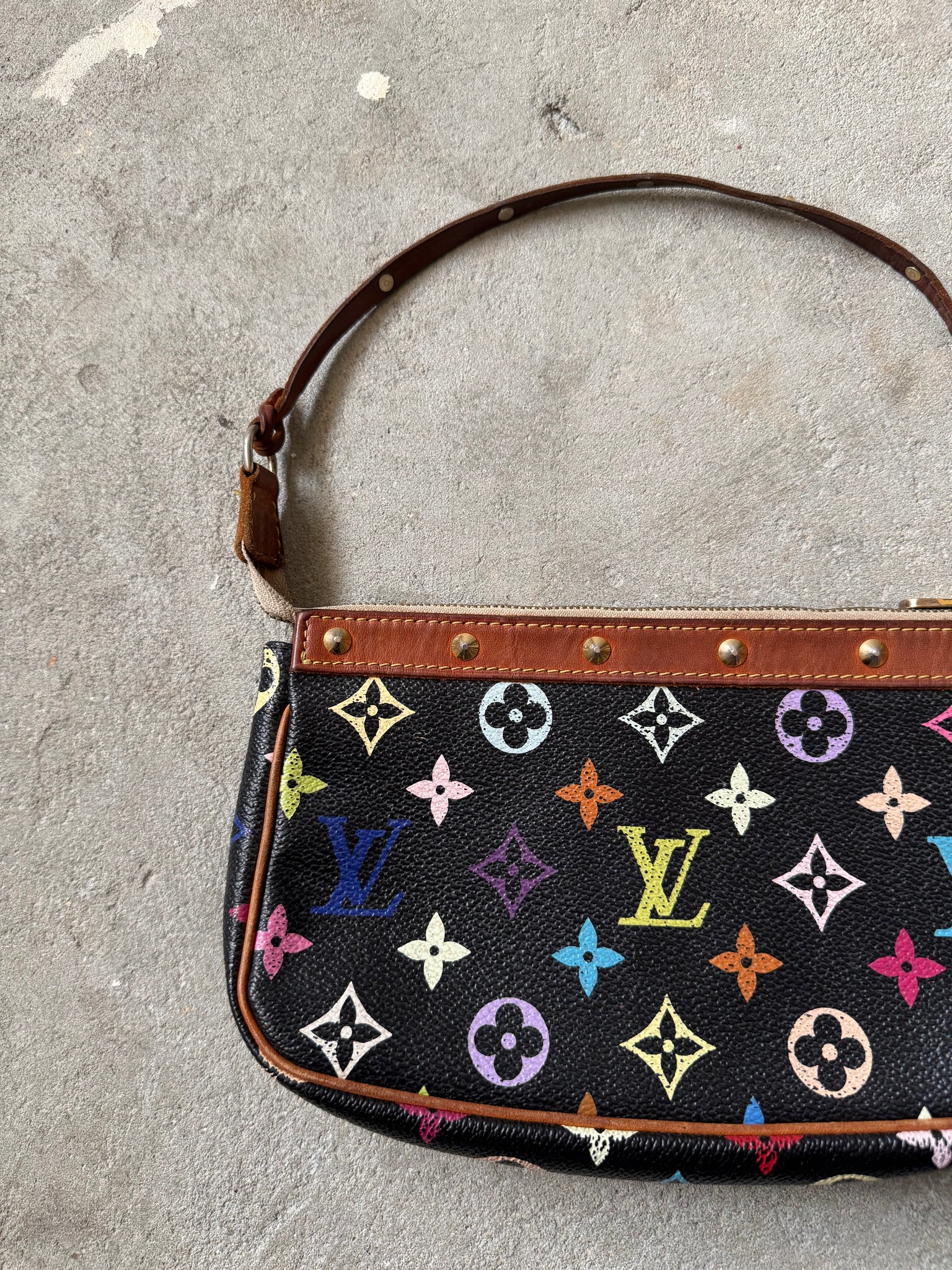 Louis Vuitton Murakami Multicolor Pochette Bag Black