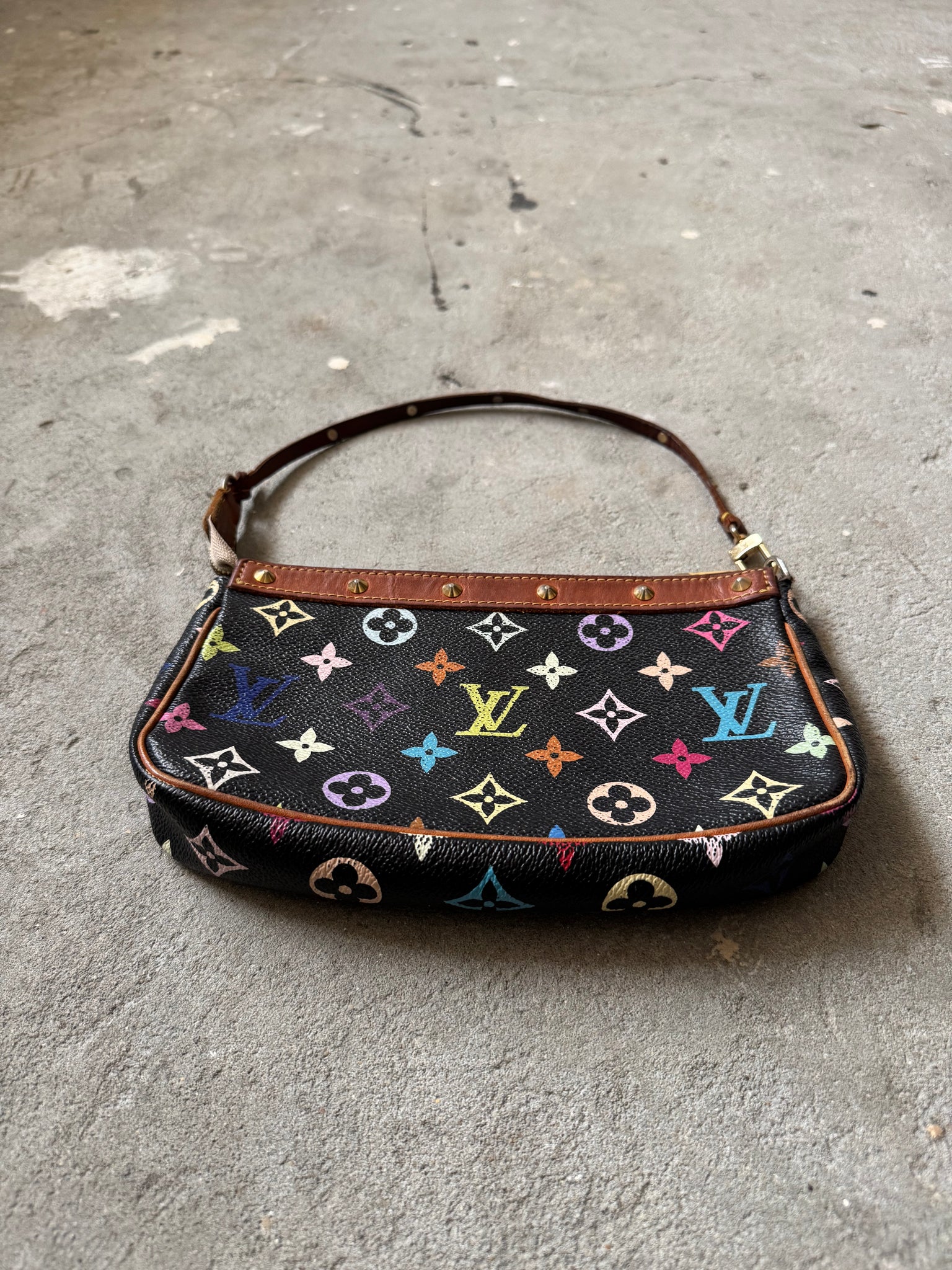 Louis Vuitton Murakami Multicolor Pochette Bag Black