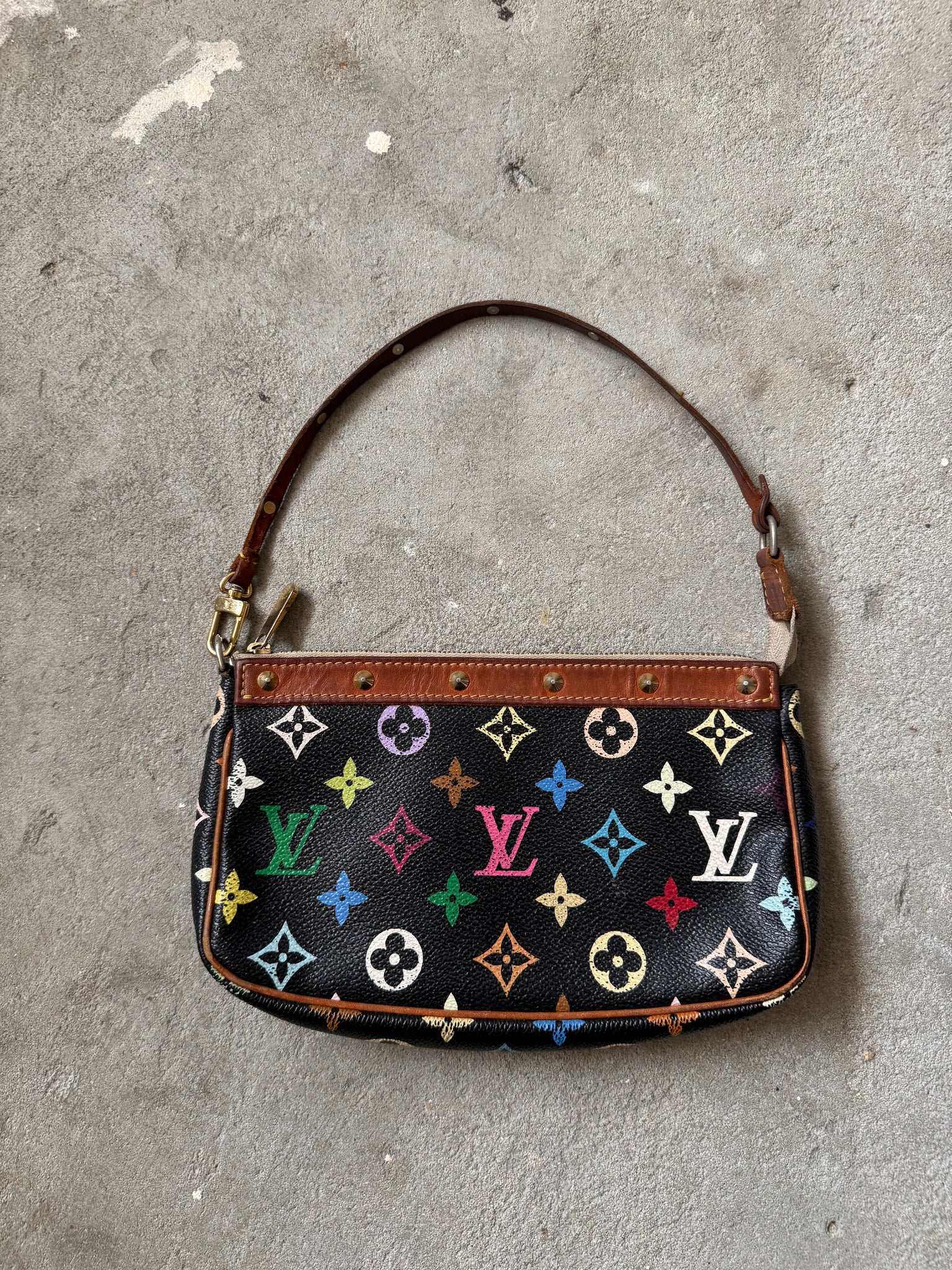 Louis Vuitton Murakami Multicolor Pochette Bag Black