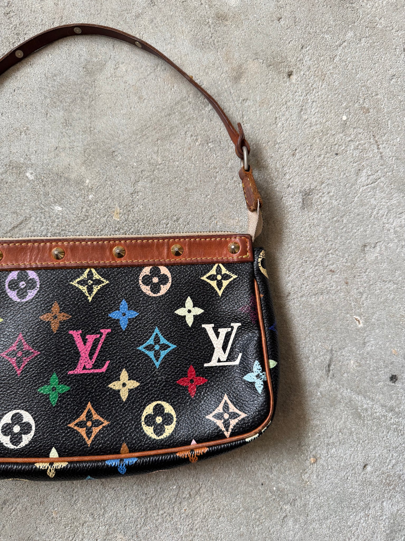 Louis Vuitton Murakami Multicolor Pochette Bag Black