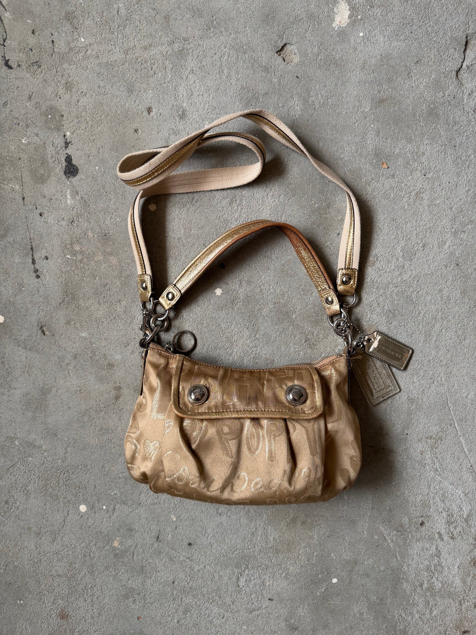 Coach 2Way Poppy Shoulder Bag Beige/Gold – Curated by Charbel