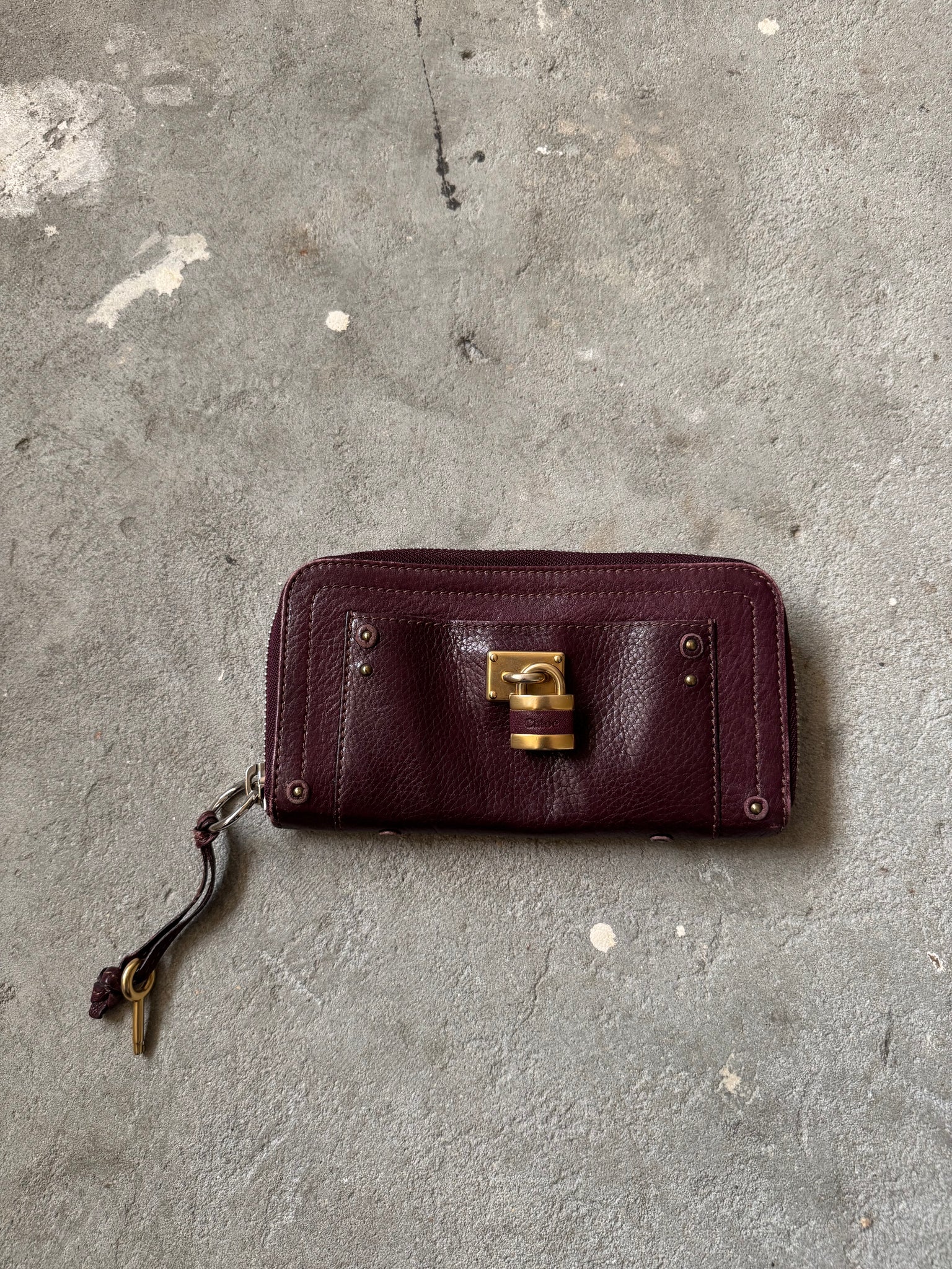 Chloe Paddington Long Leather Wallet Burgundy
