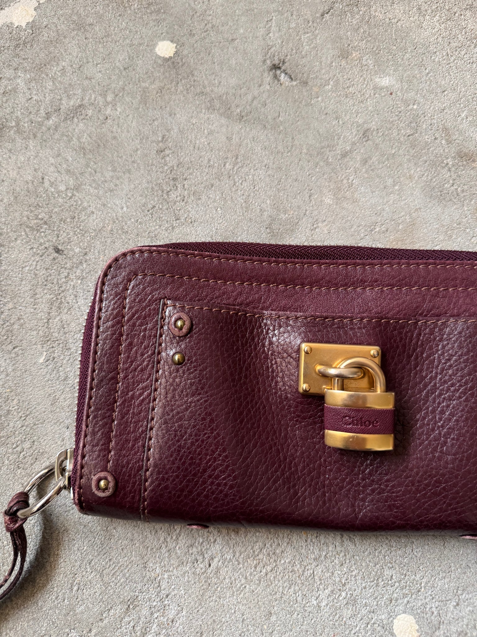 Chloe Paddington Long Leather Wallet Burgundy