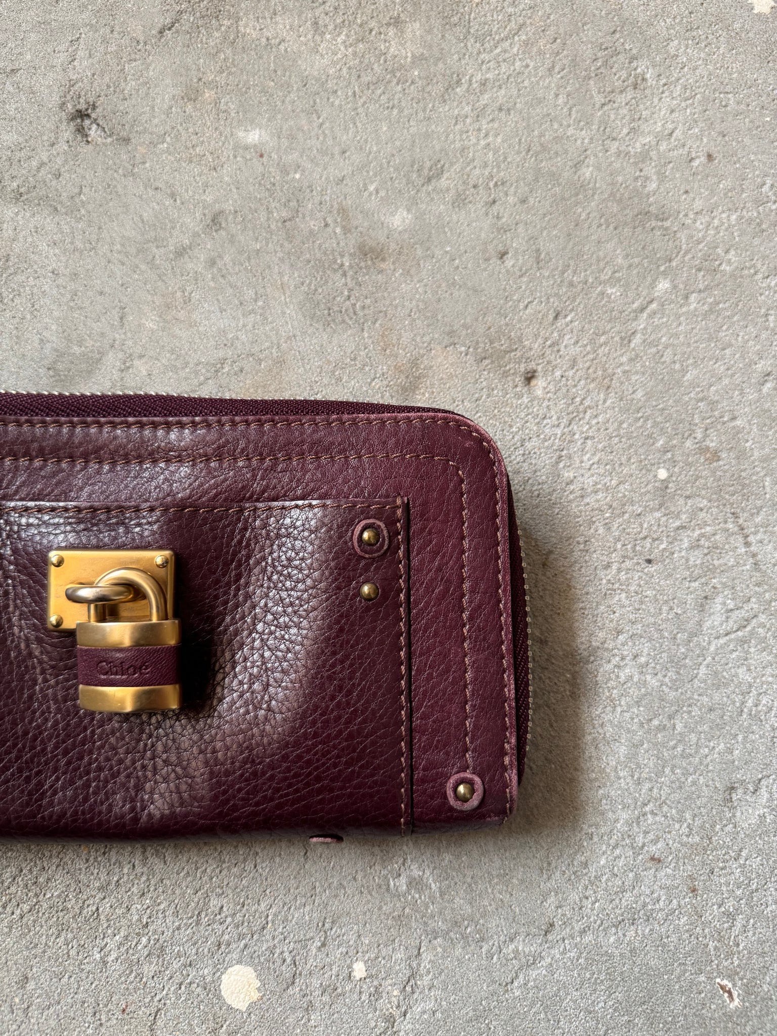Chloe Paddington Long Leather Wallet Burgundy