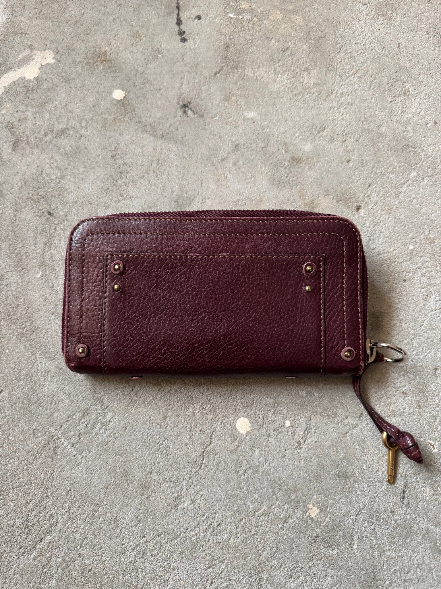 Chloe Paddington Long Leather Wallet Burgundy