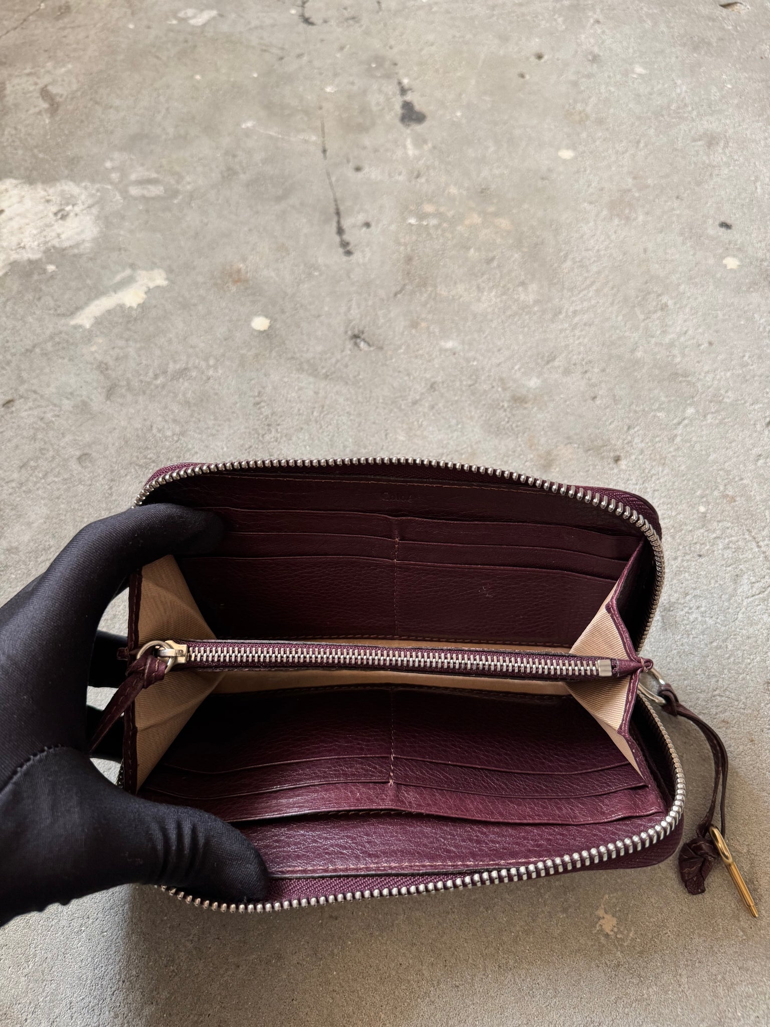 Chloe Paddington Long Leather Wallet Burgundy