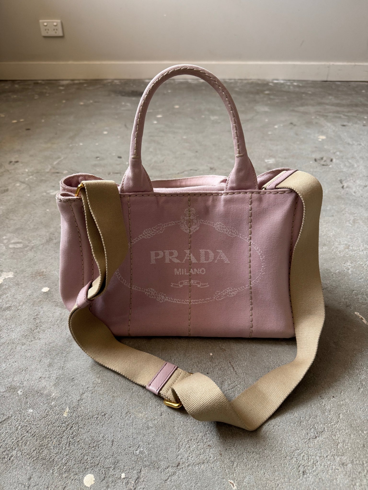 Prada Canapa Tote Bag Light Pink