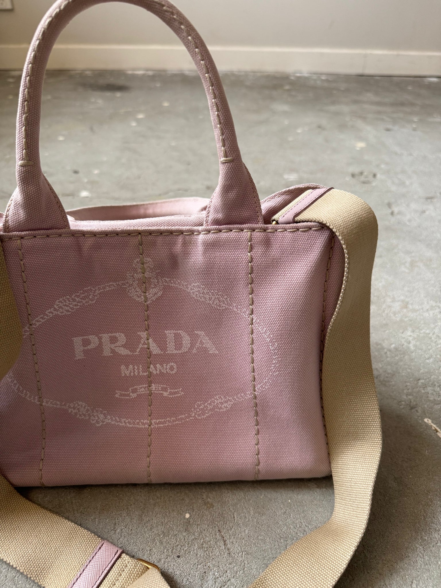 Prada Canapa Tote Bag Light Pink